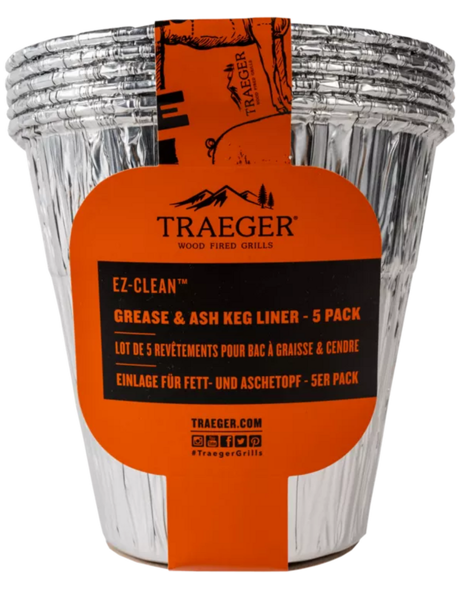 Traeger Grill GREASE & ASH KEG LINER 5 PACK - COMPATIBLE WITH TIMBERLINE, IRONWOOD & FLATROCK
