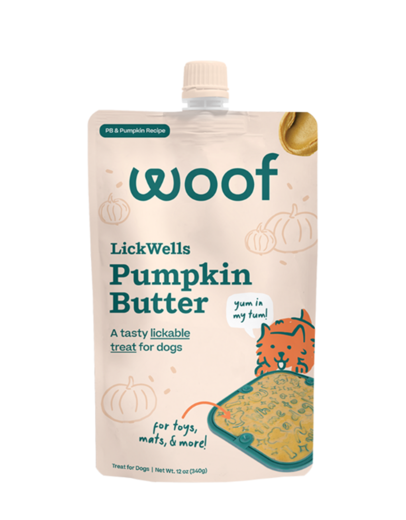 Woof Woof Dog Lickwells PumpkinButter 12oz