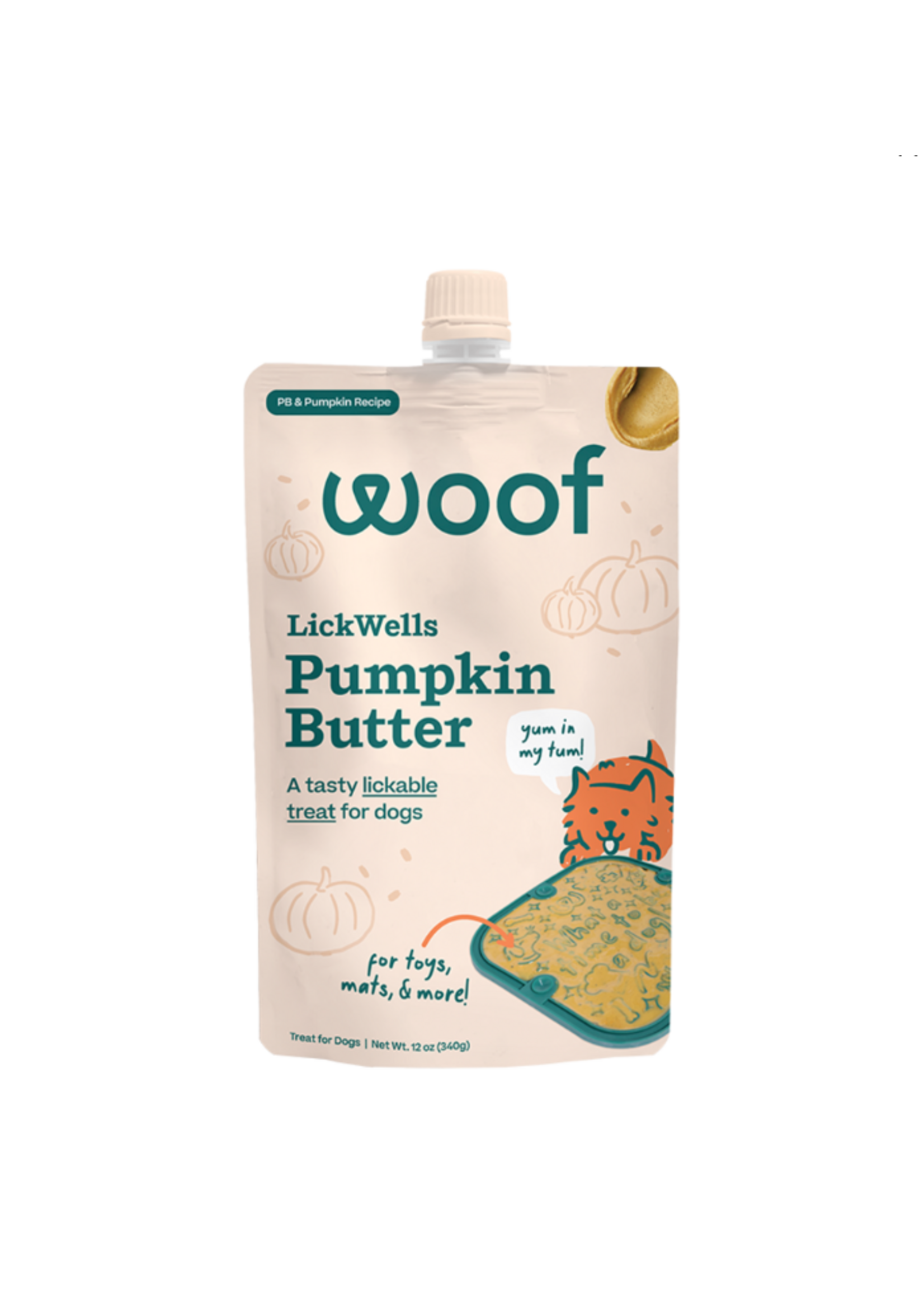 Woof Woof Dog Lickwells PumpkinButter 12oz