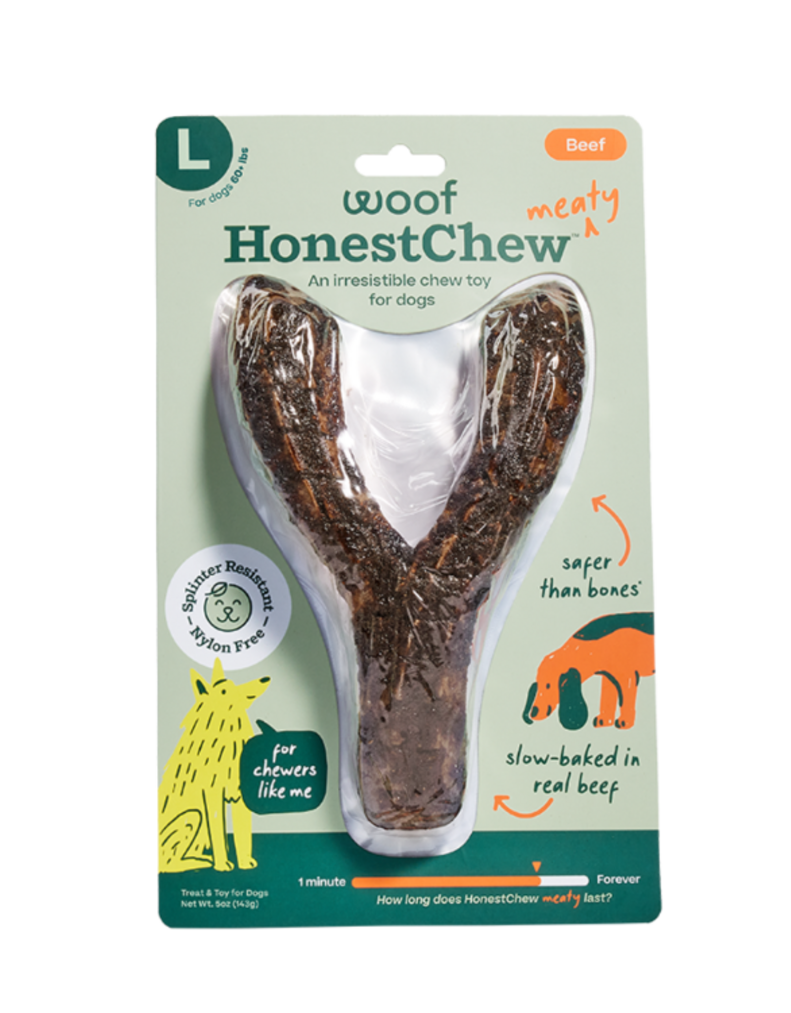 Woof Woof Dog Honest chew Meaty Ygnawt Chew Large