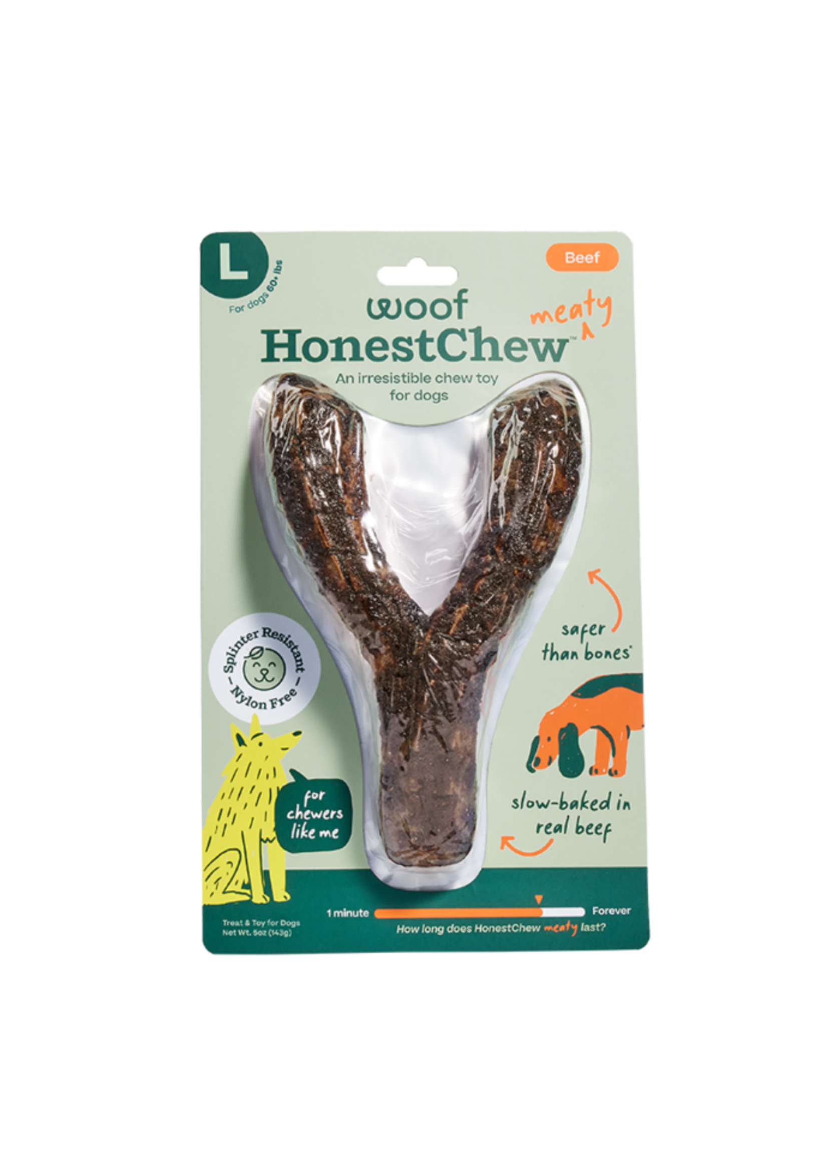 Woof Woof Dog Honest chew Meaty Ygnawt Chew Large
