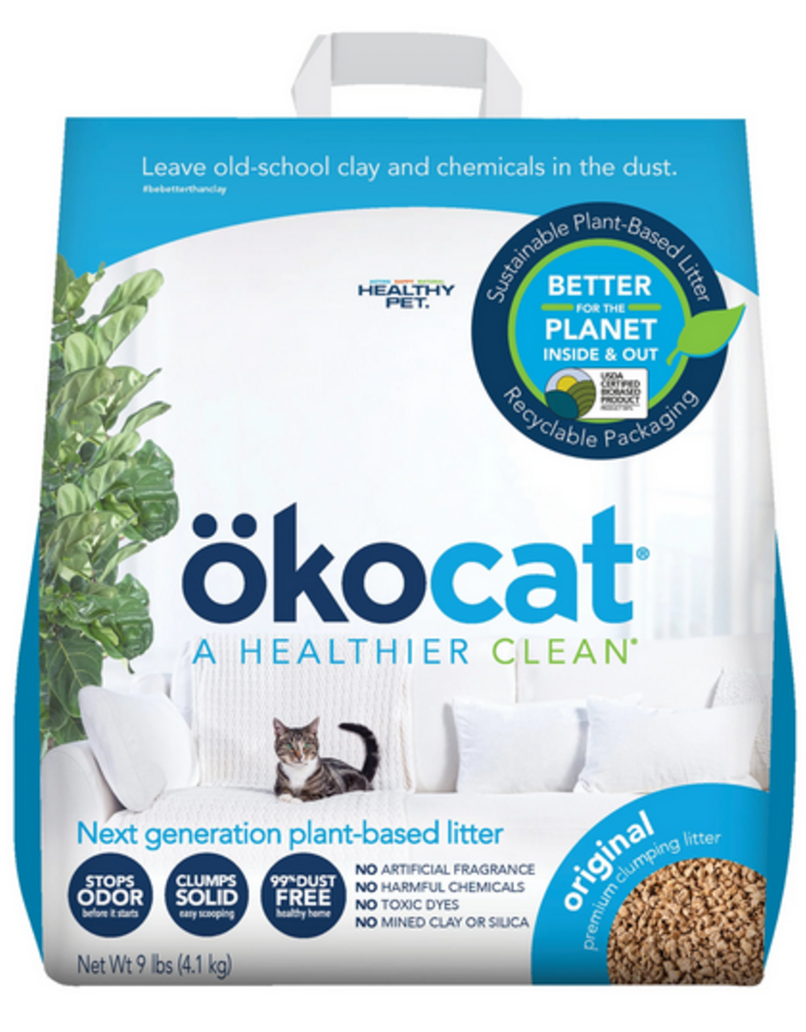Okocat Original Premium Clumping Wood Cat Litter - 9 lb