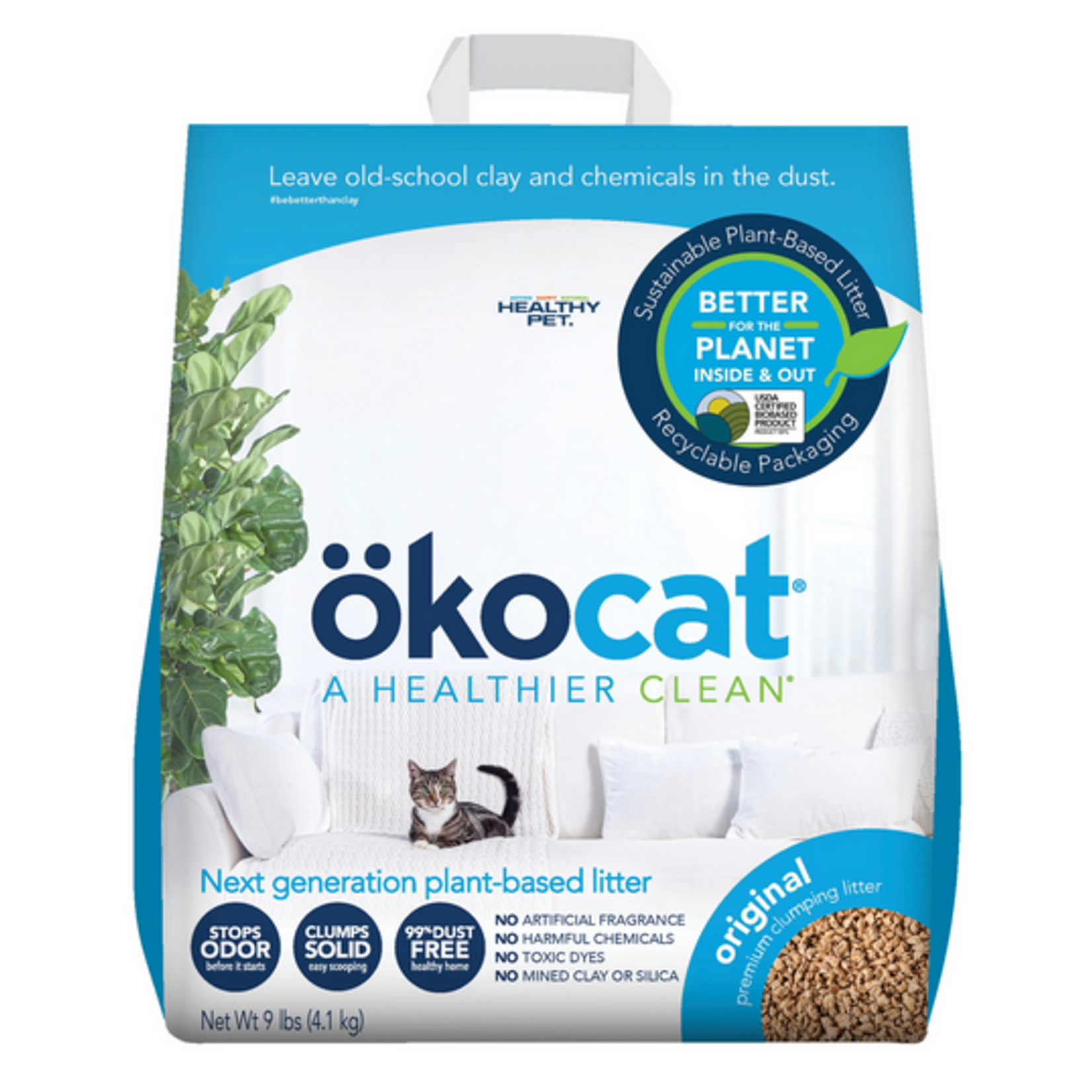 Okocat Original Premium Clumping Wood Cat Litter - 9 lb