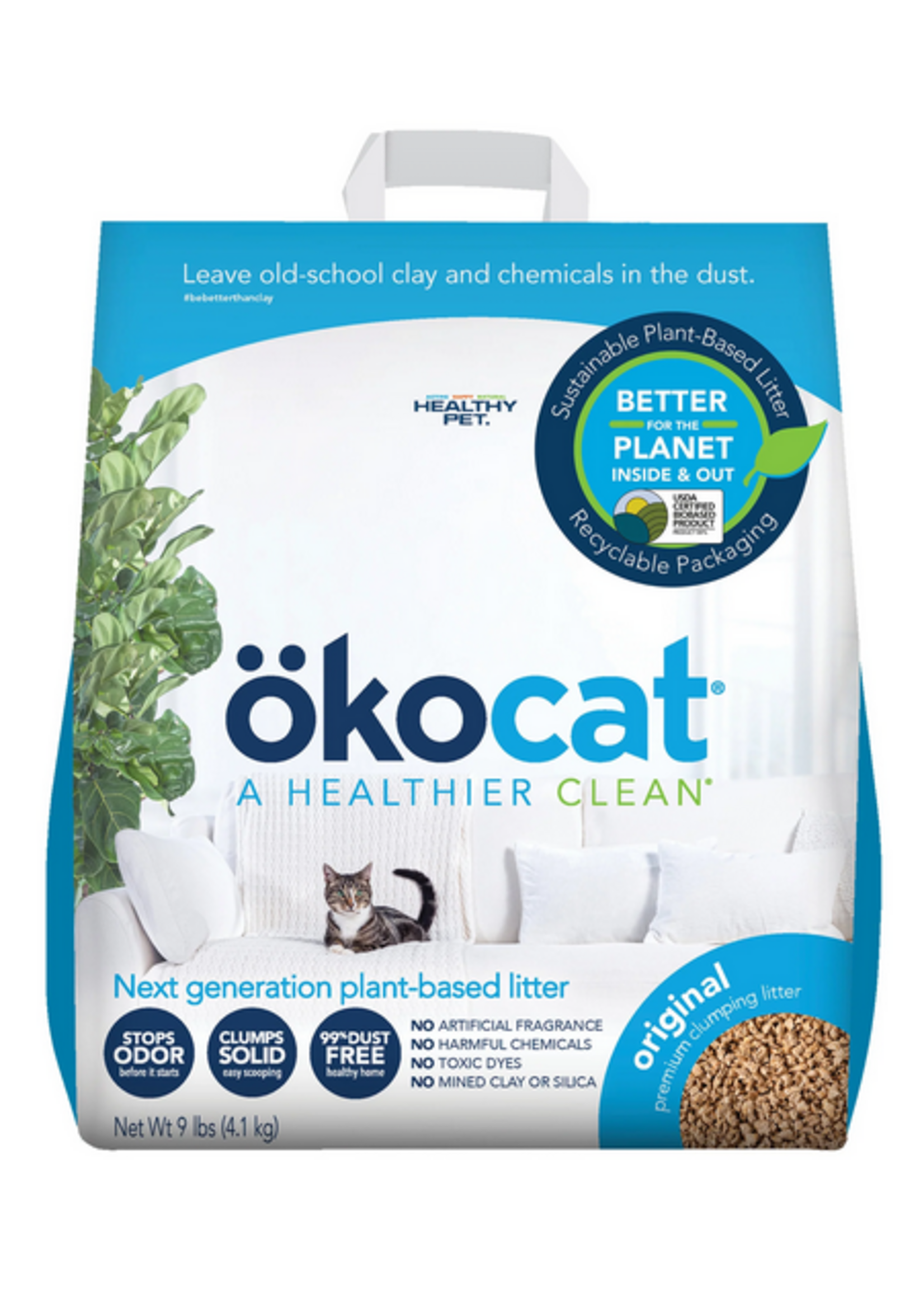Okocat Original Premium Clumping Wood Cat Litter - 9 lb