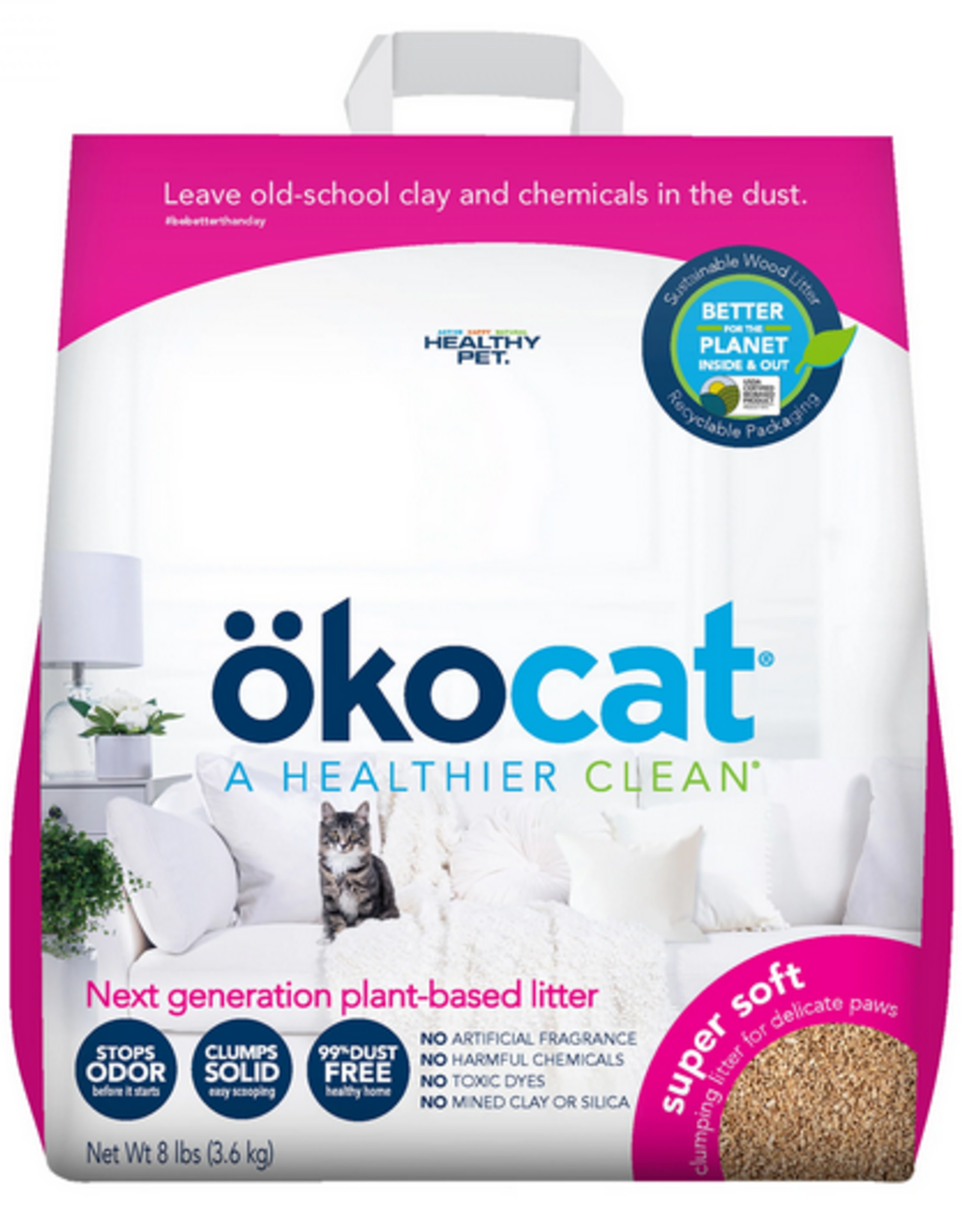 Okocat Super Soft Clumping Wood Cat Litter - 10.6 lb