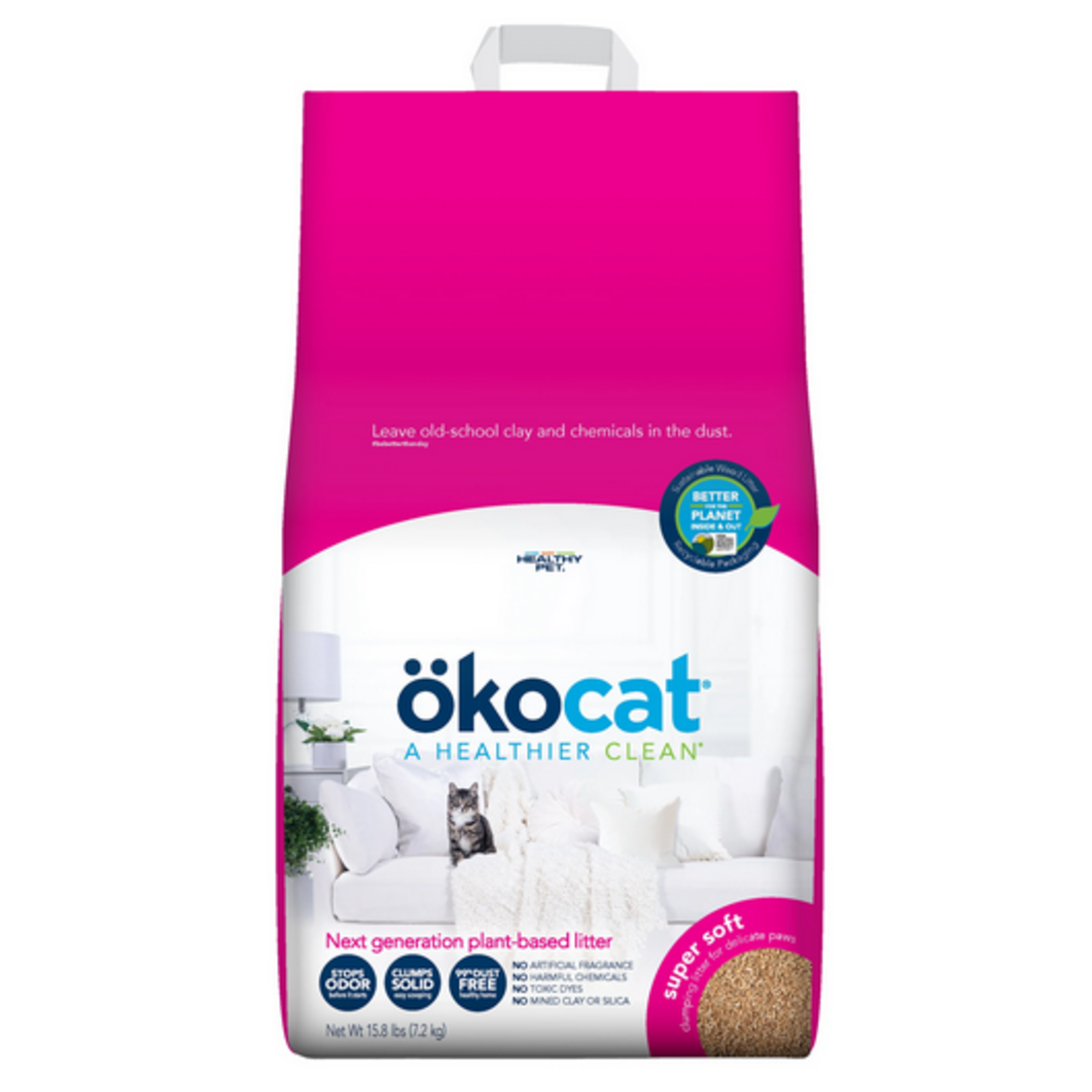 Okocat Super Soft Clumping Wood Cat Litter -15.8 lb