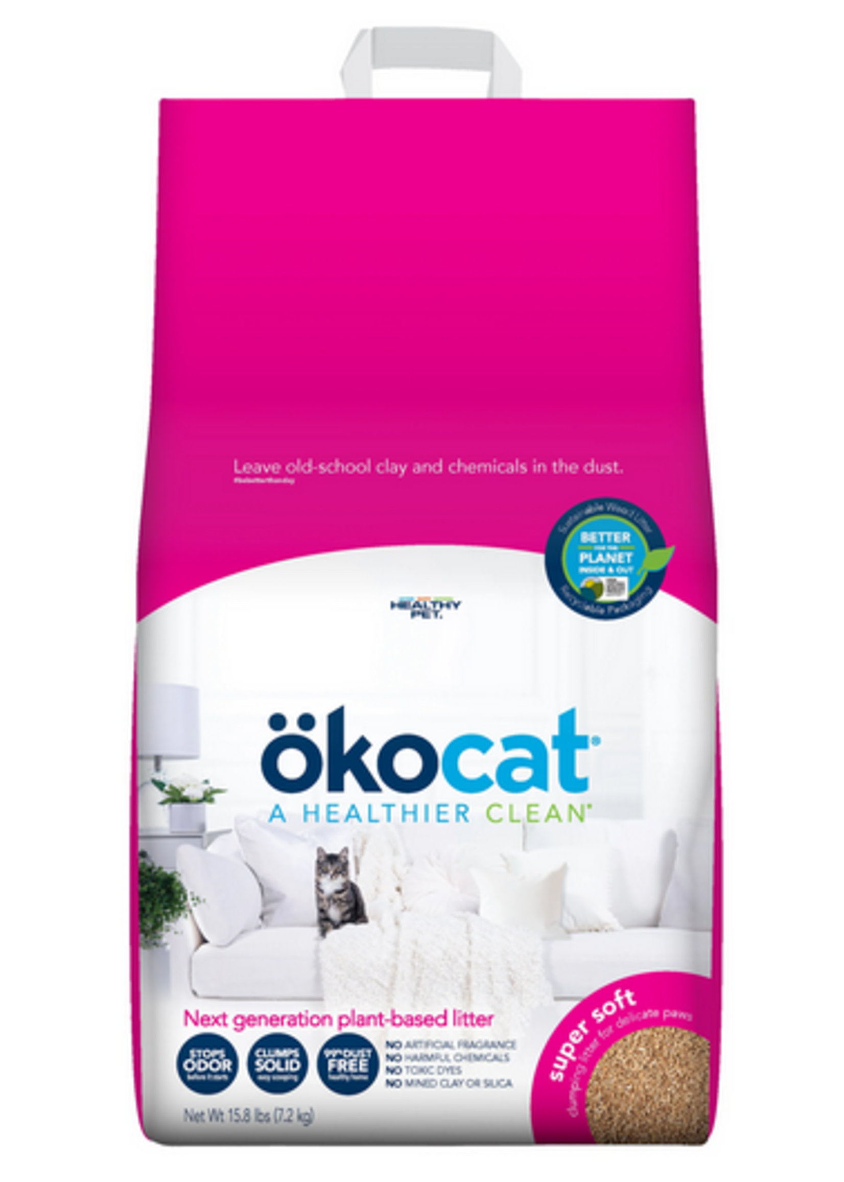 Okocat Super Soft Clumping Wood Cat Litter -15.8 lb