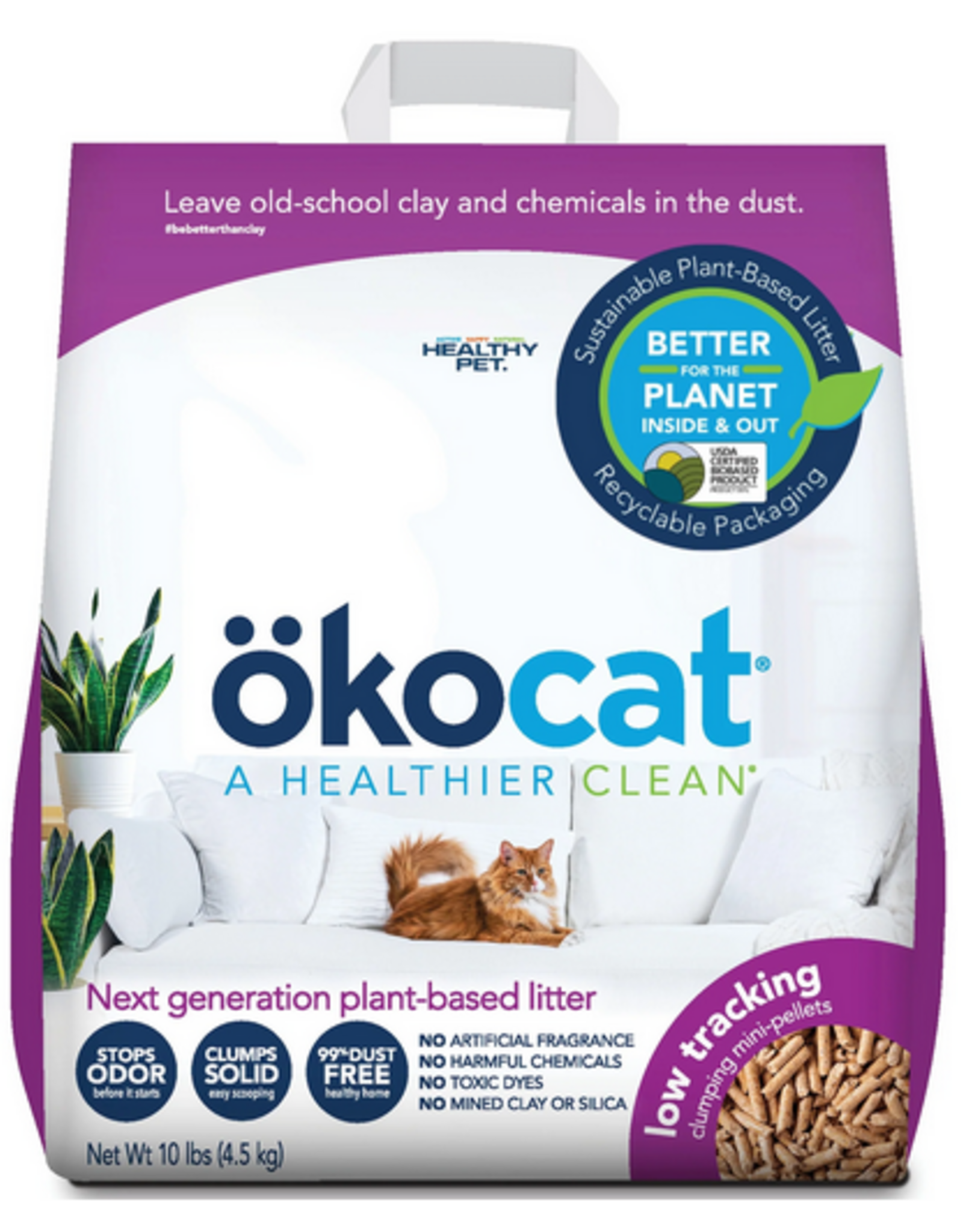 Okocat Low Tracking Mini-Pellets Clumping Wood Cat Litter - 10 lb
