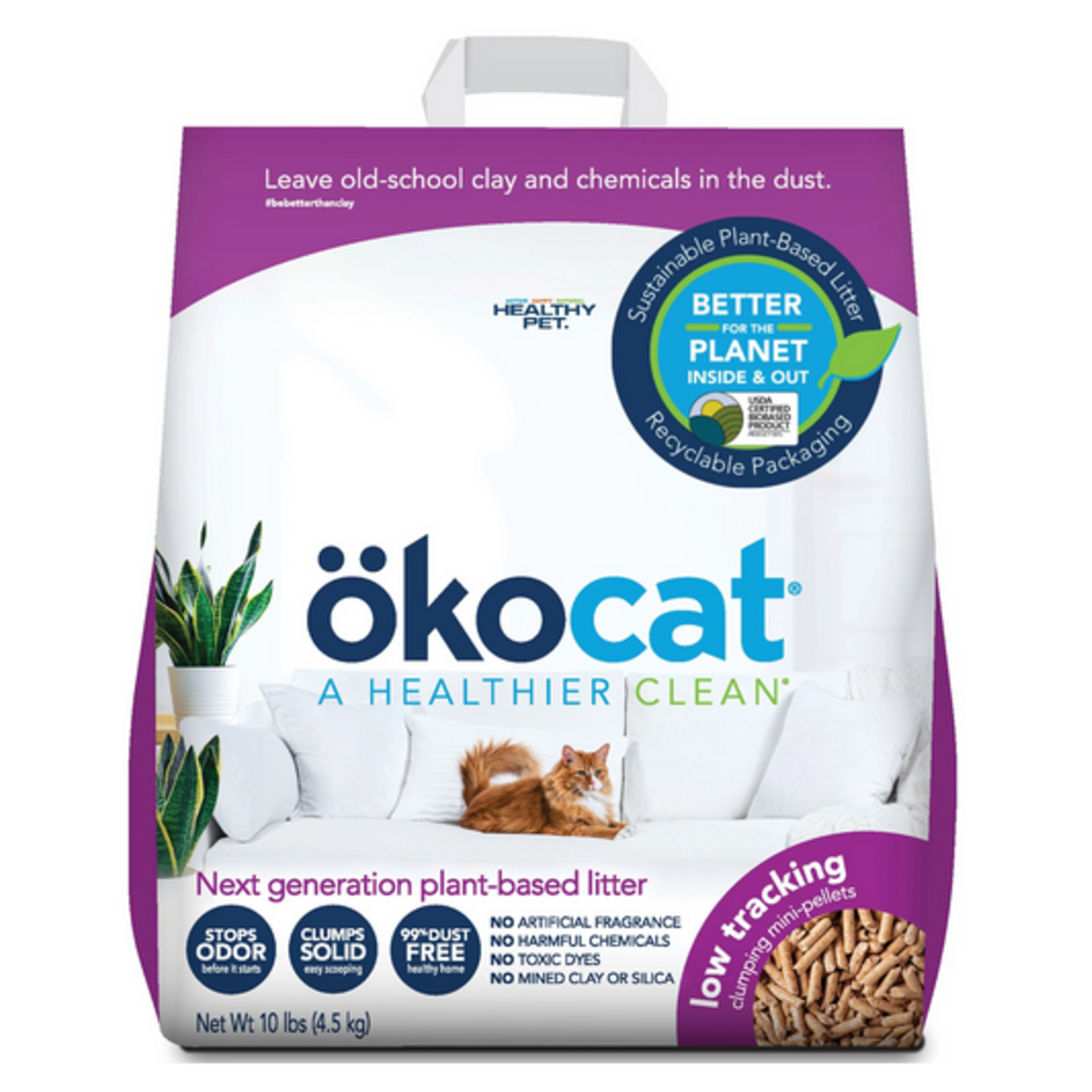 Okocat Low Tracking Mini-Pellets Clumping Wood Cat Litter - 10 lb