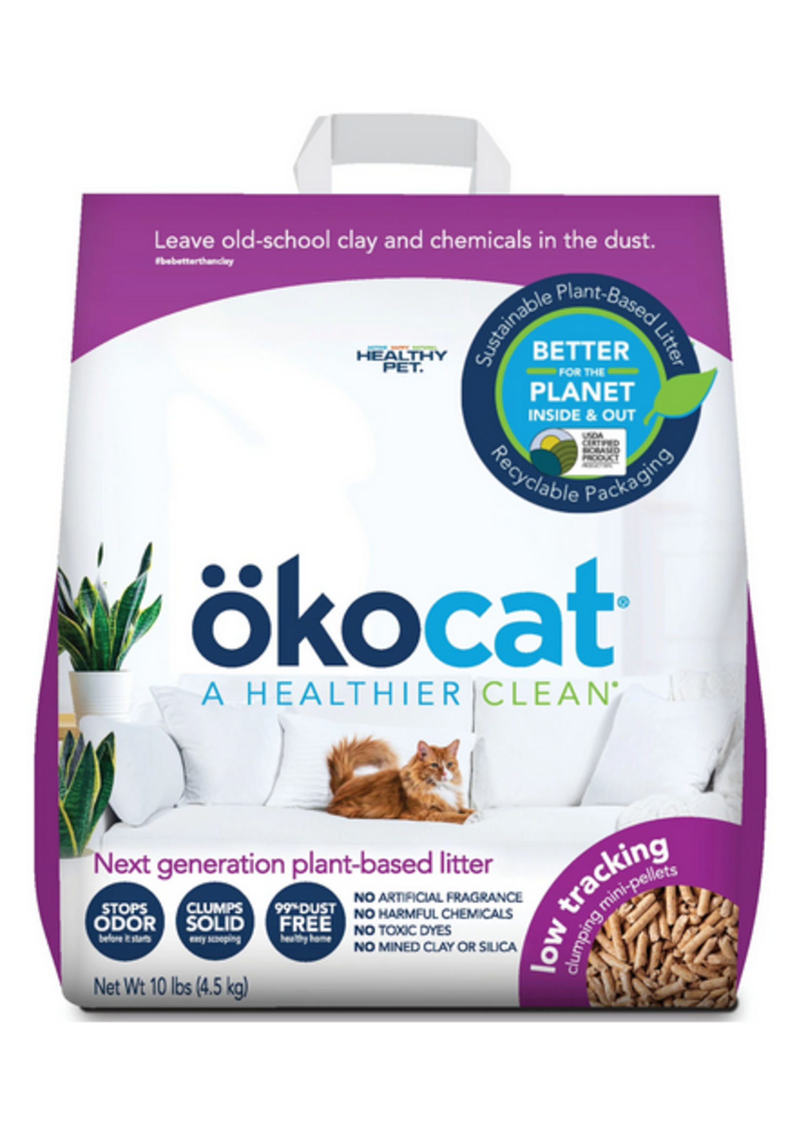Okocat Low Tracking Mini-Pellets Clumping Wood Cat Litter - 10 lb