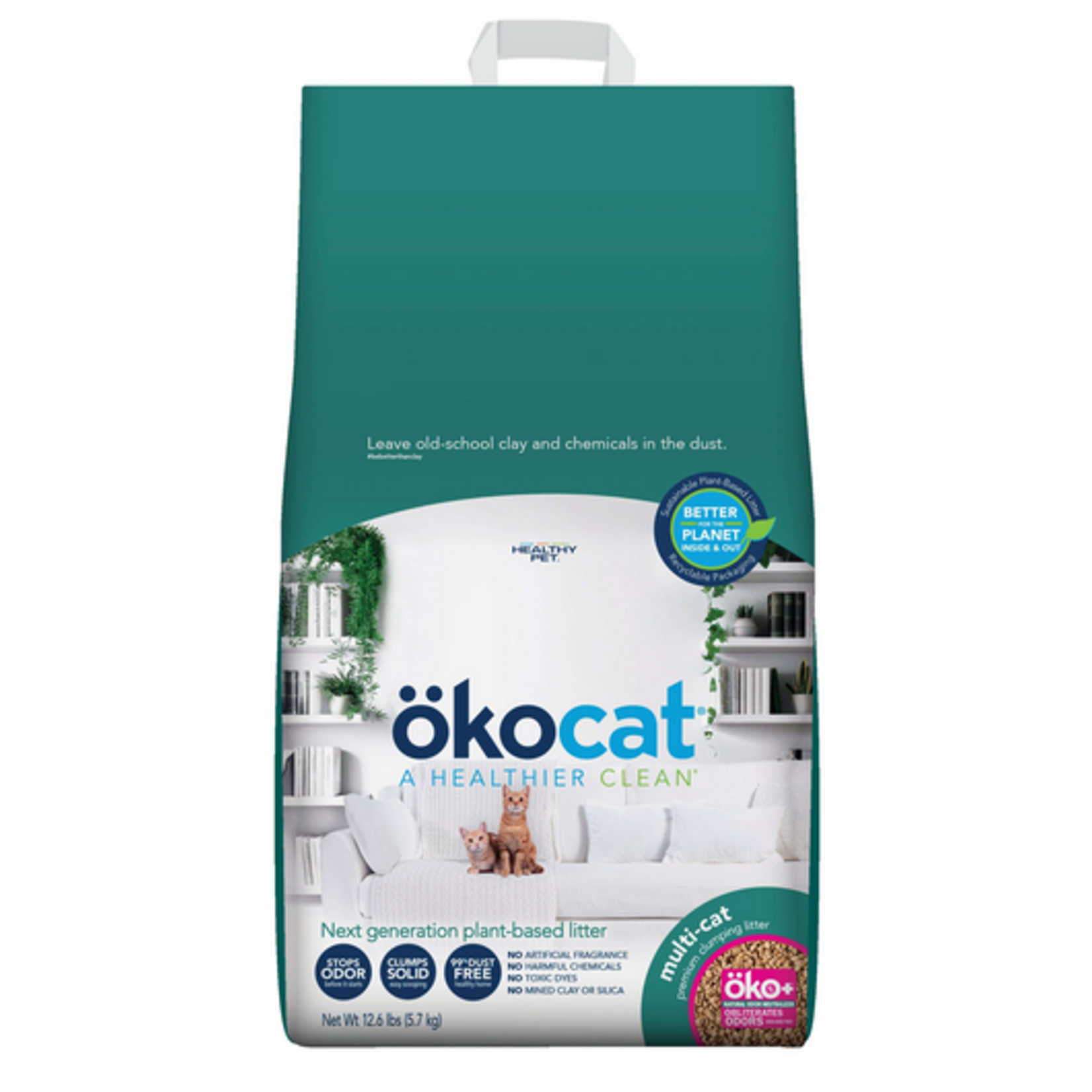 Okocat Multi-Cat Clumping Wood Cat Litter - 12.6 lb