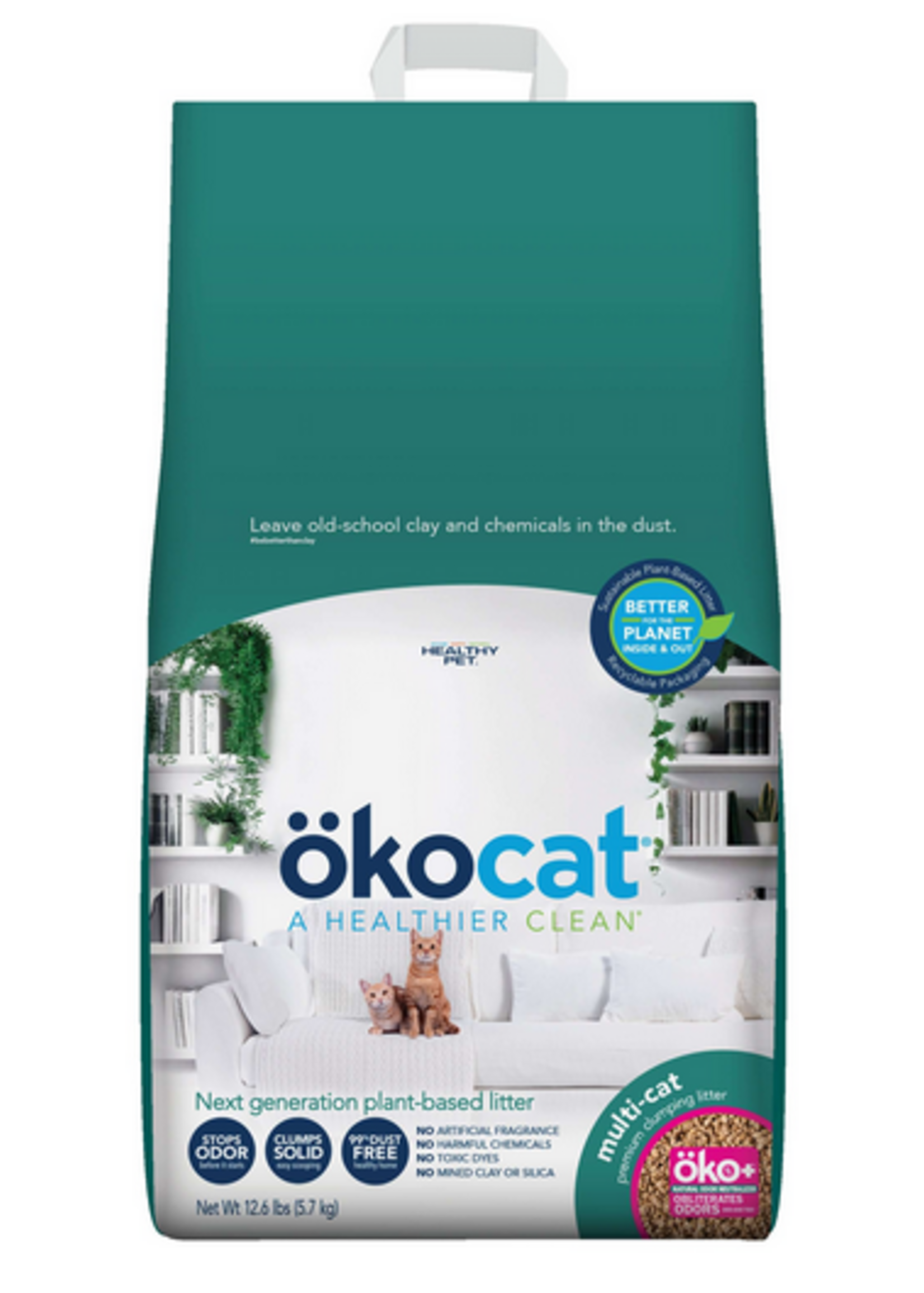 Okocat Multi-Cat Clumping Wood Cat Litter - 12.6 lb