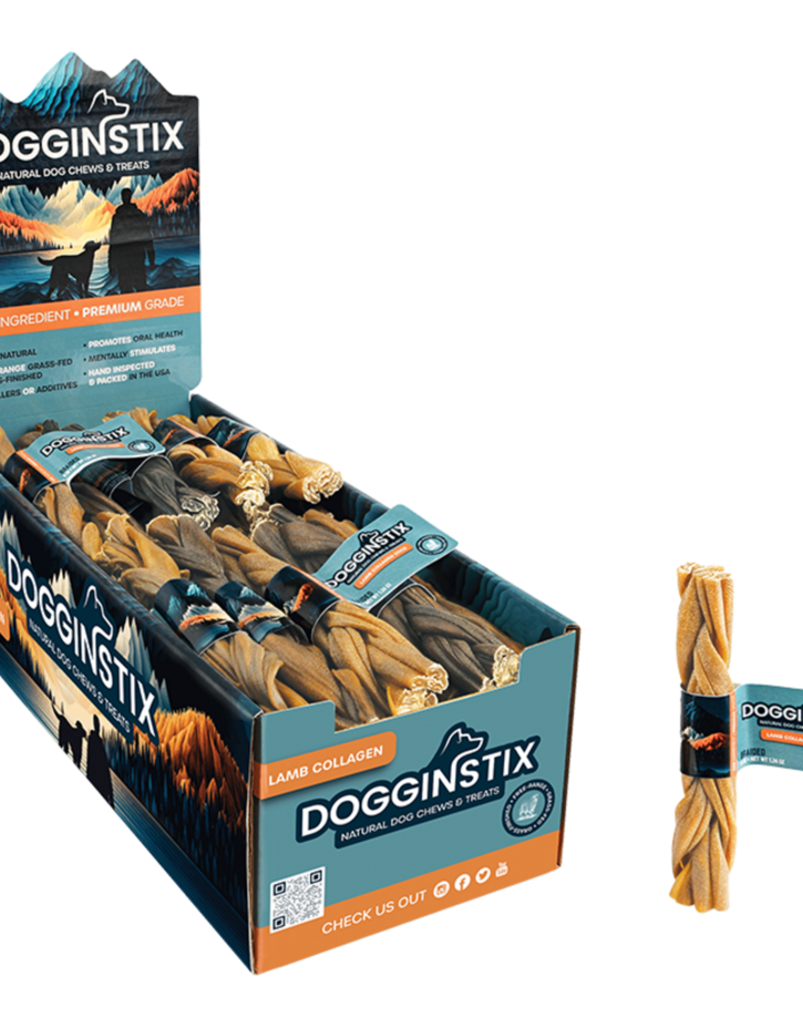 Dogginstix Braided Lamb Collagen Stick 6"