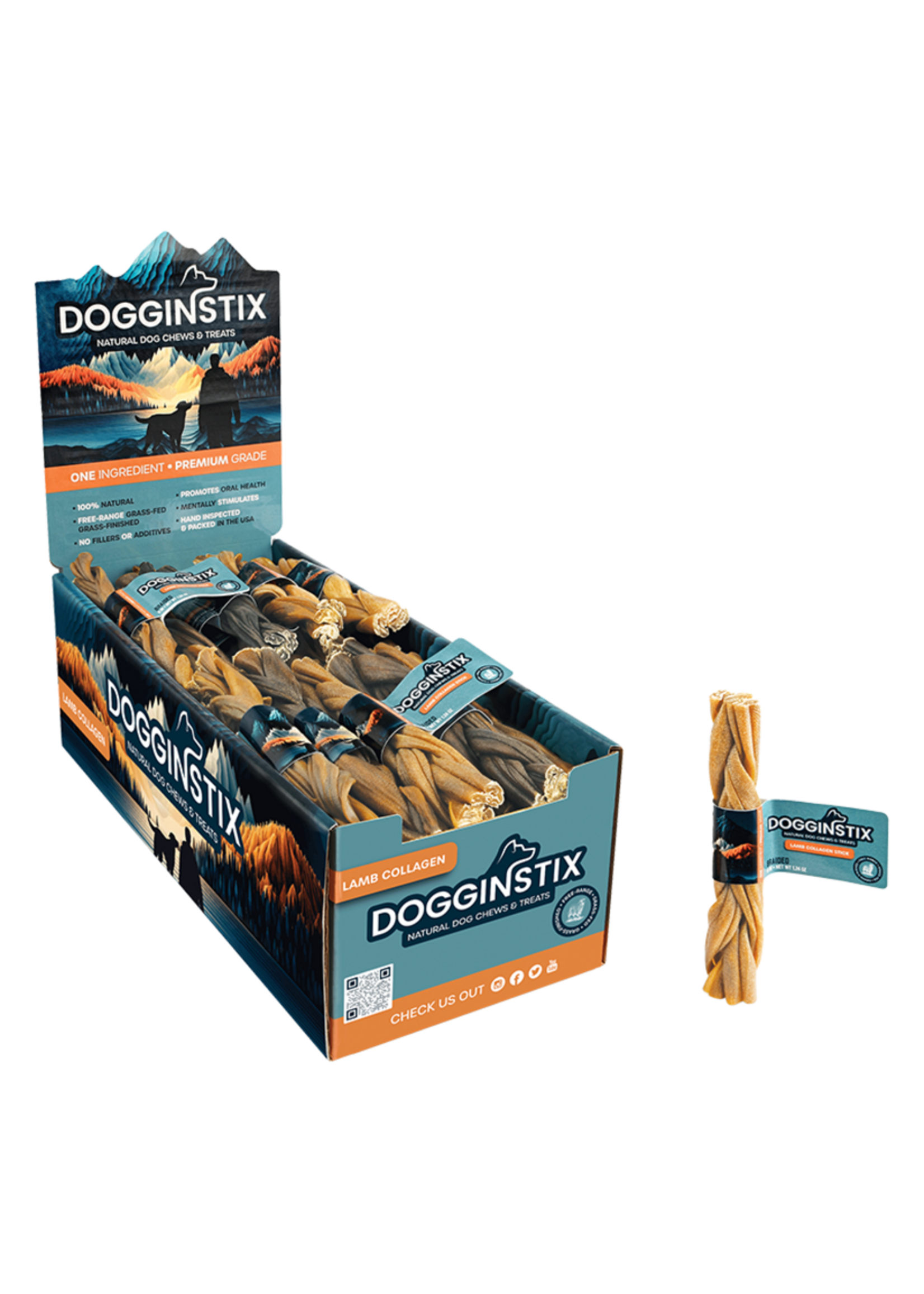 Dogginstix Braided Lamb Collagen Stick 6"
