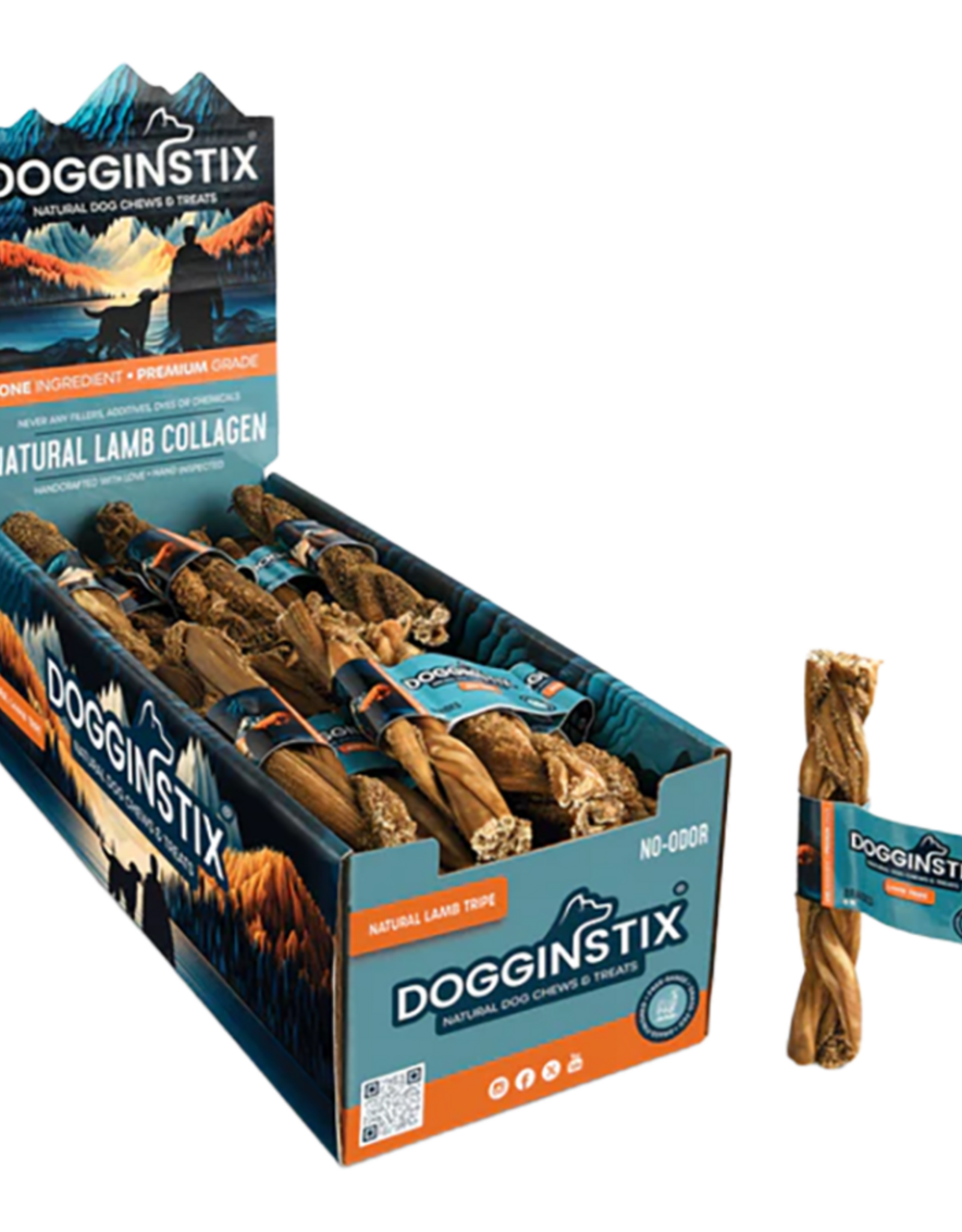 Dogginstix Braided Beef Tripe Stick 6"