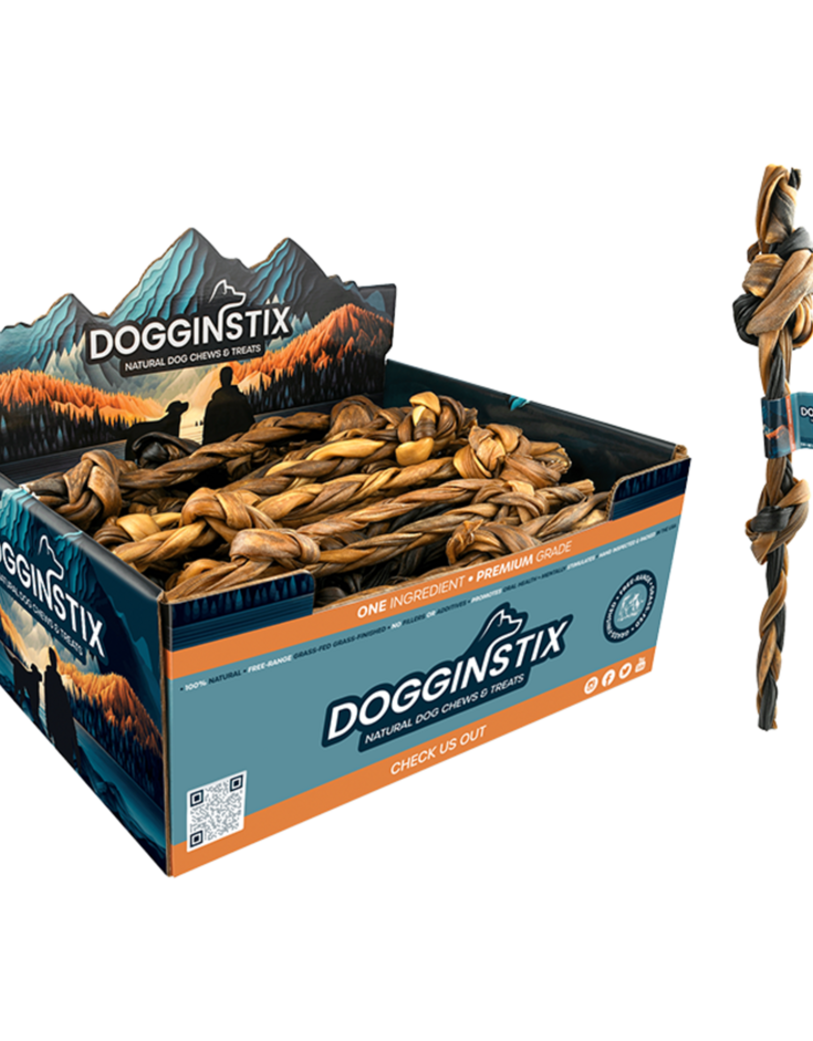 Dogginstix Braided Lamb Collagen Stick Double Knots
