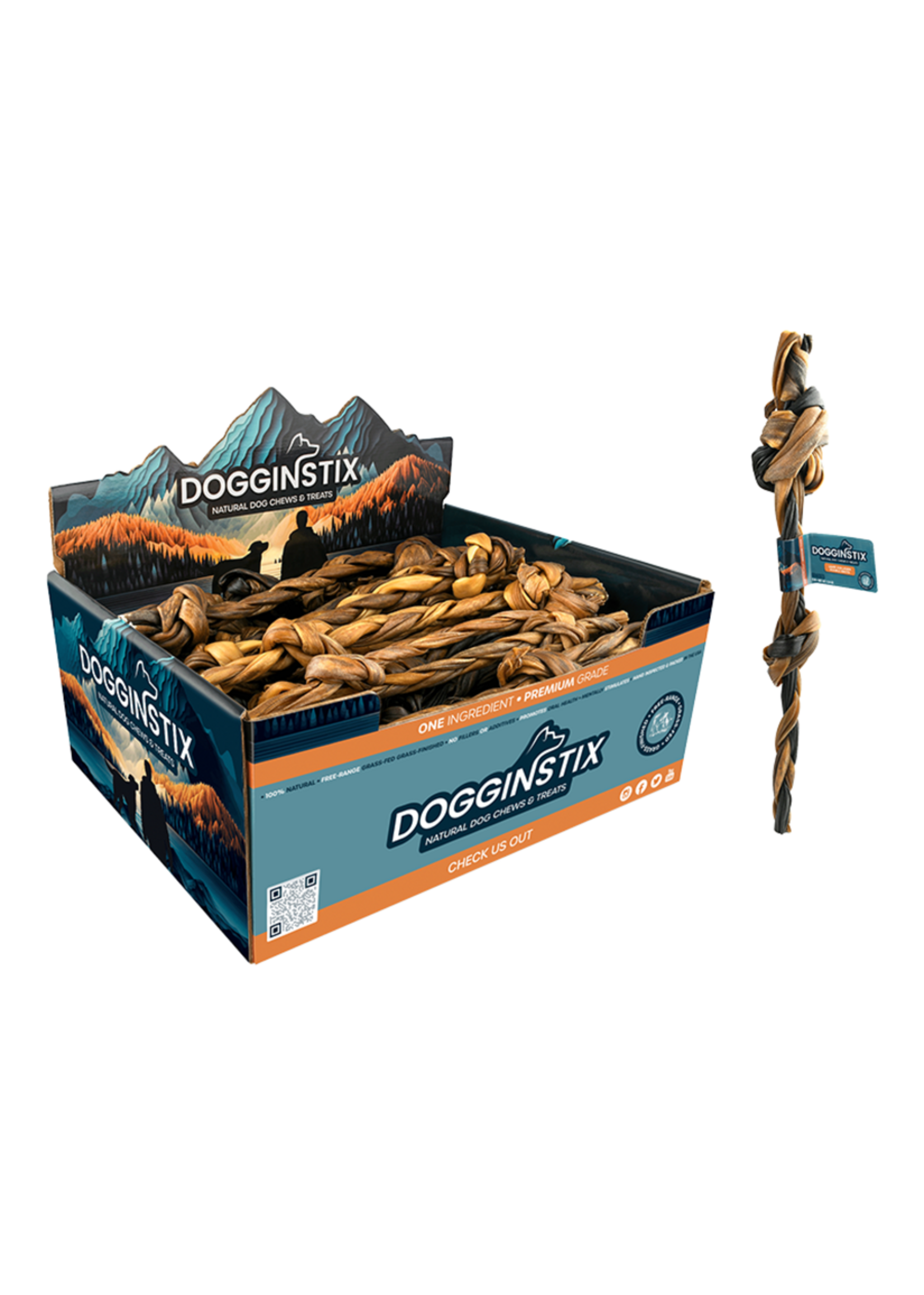 Dogginstix Braided Lamb Collagen Stick Double Knots