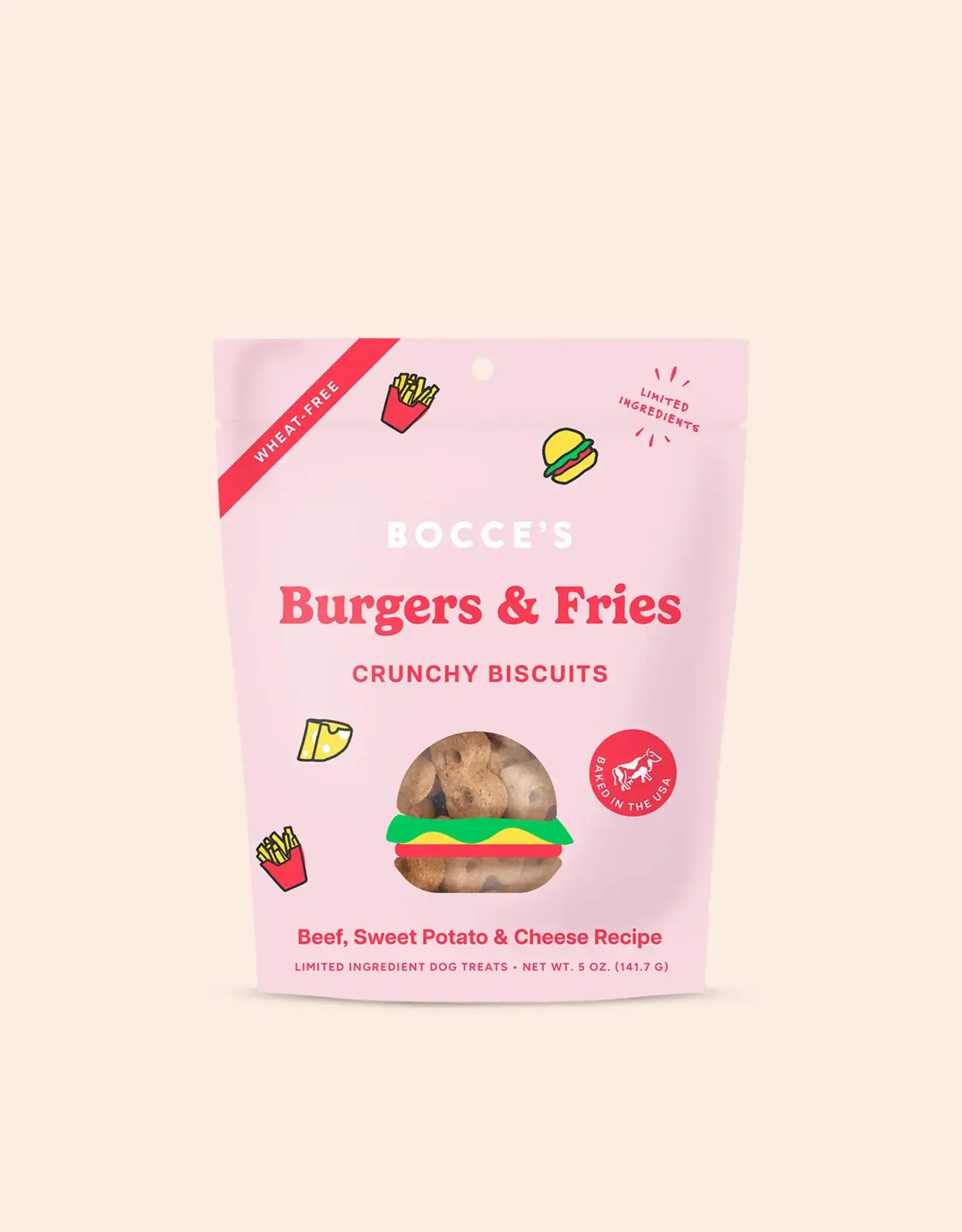 Bocce's Bakery Bocce's Bakery Dog Crunchy Biscuits Burgers & Fries - 5 oz