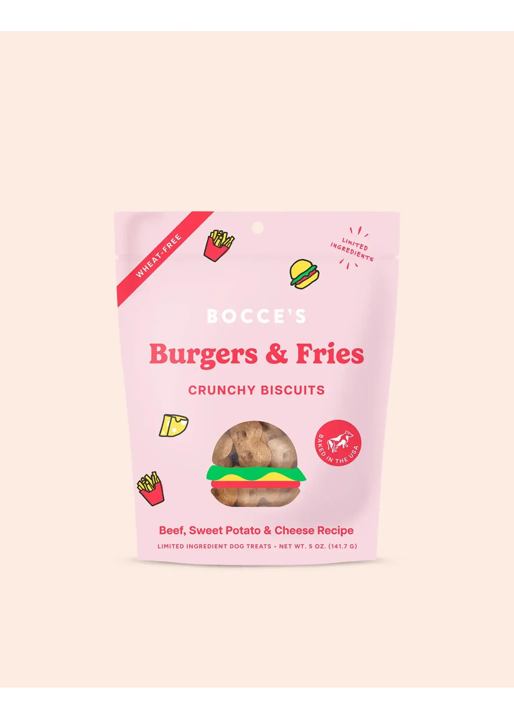 Bocce's Bakery Bocce's Bakery Dog Crunchy Biscuits Burgers & Fries - 5 oz