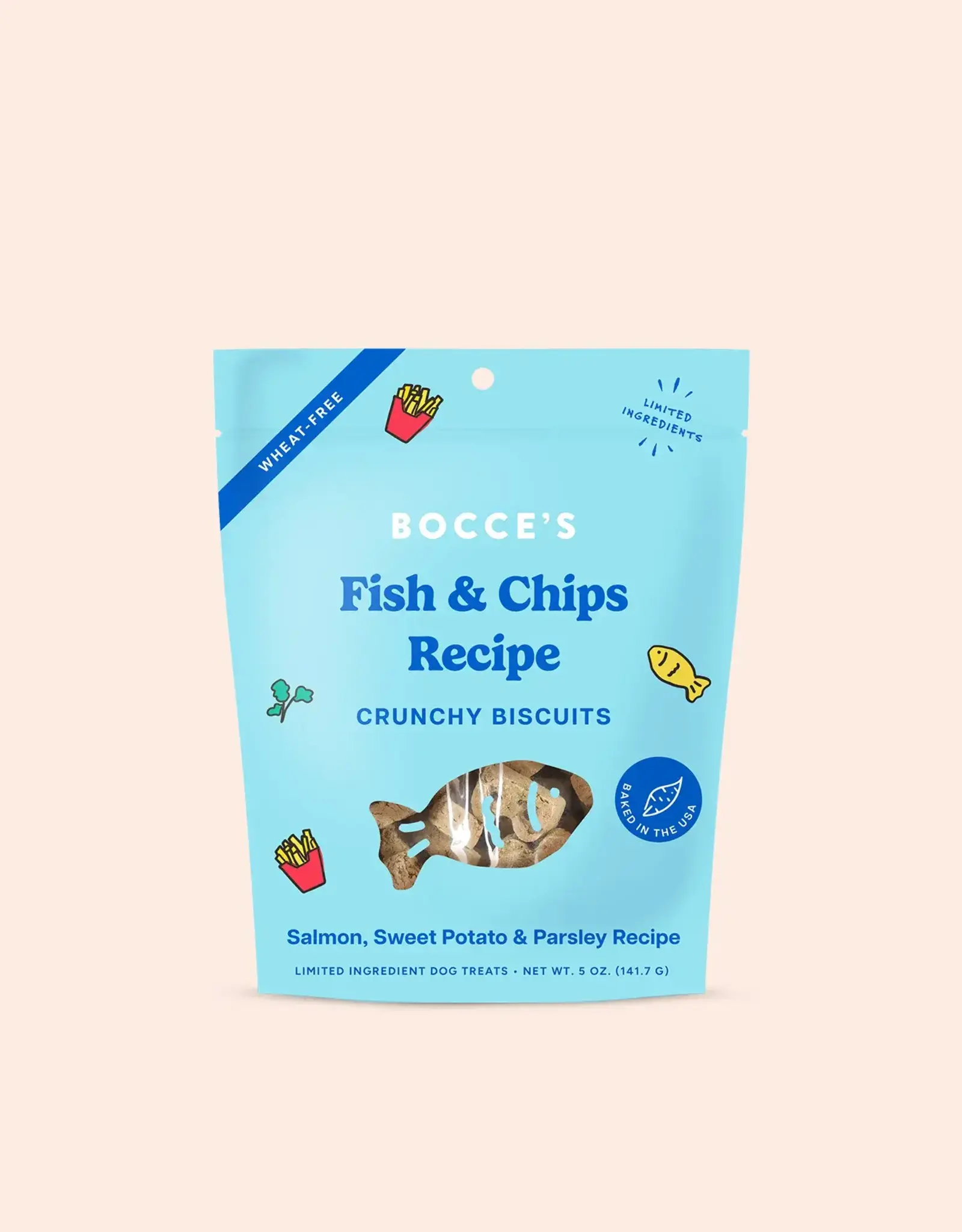 Bocce's Bakery Bocce's Bakery Dog Crunchy Biscuits Fish & Chips - 5 oz