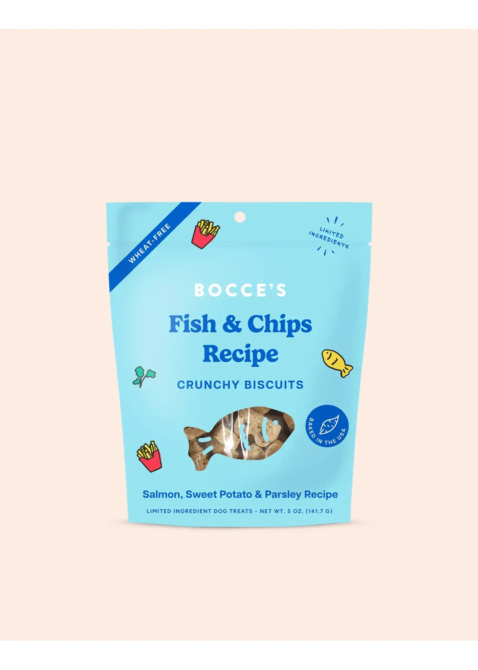 Bocce's Bakery Bocce's Bakery Dog Crunchy Biscuits Fish & Chips - 5 oz