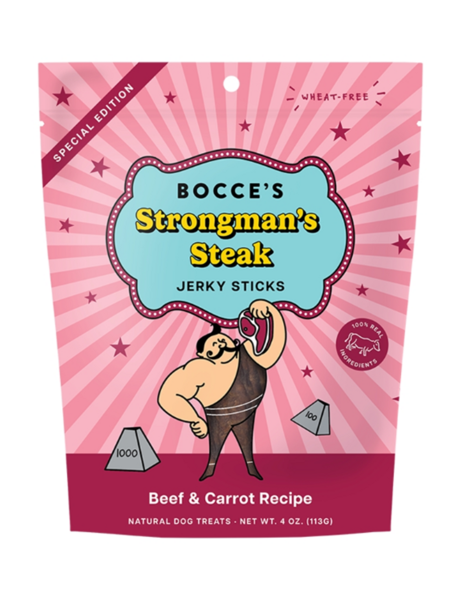 Bocce's Bakery Bocce's Bakery Dog Jerky Sticks Strongman's Steak - 4 oz