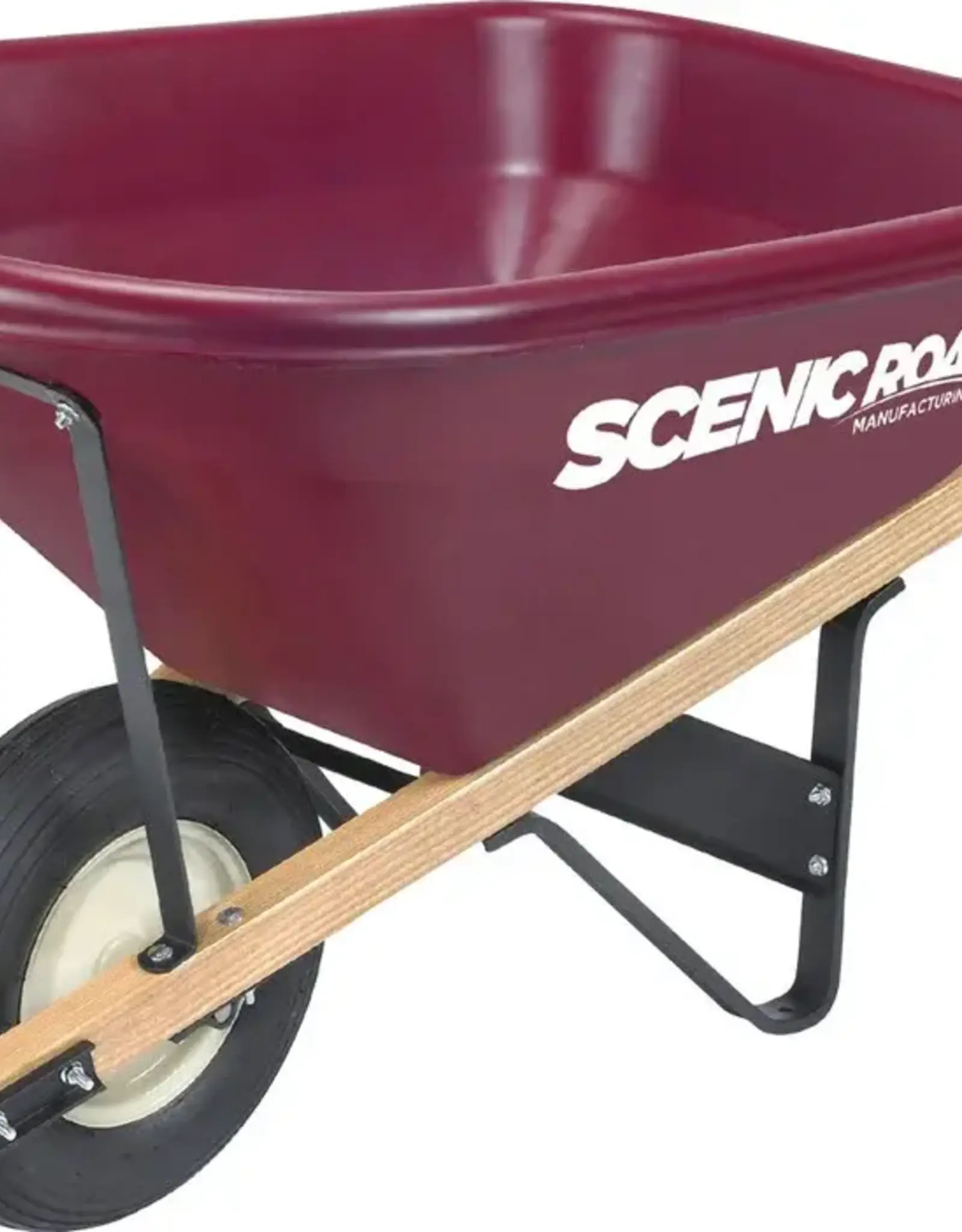 Scenic Road Single Wheel Wheelbarrow Ribbed Tire - 8 cu ft, Maroon