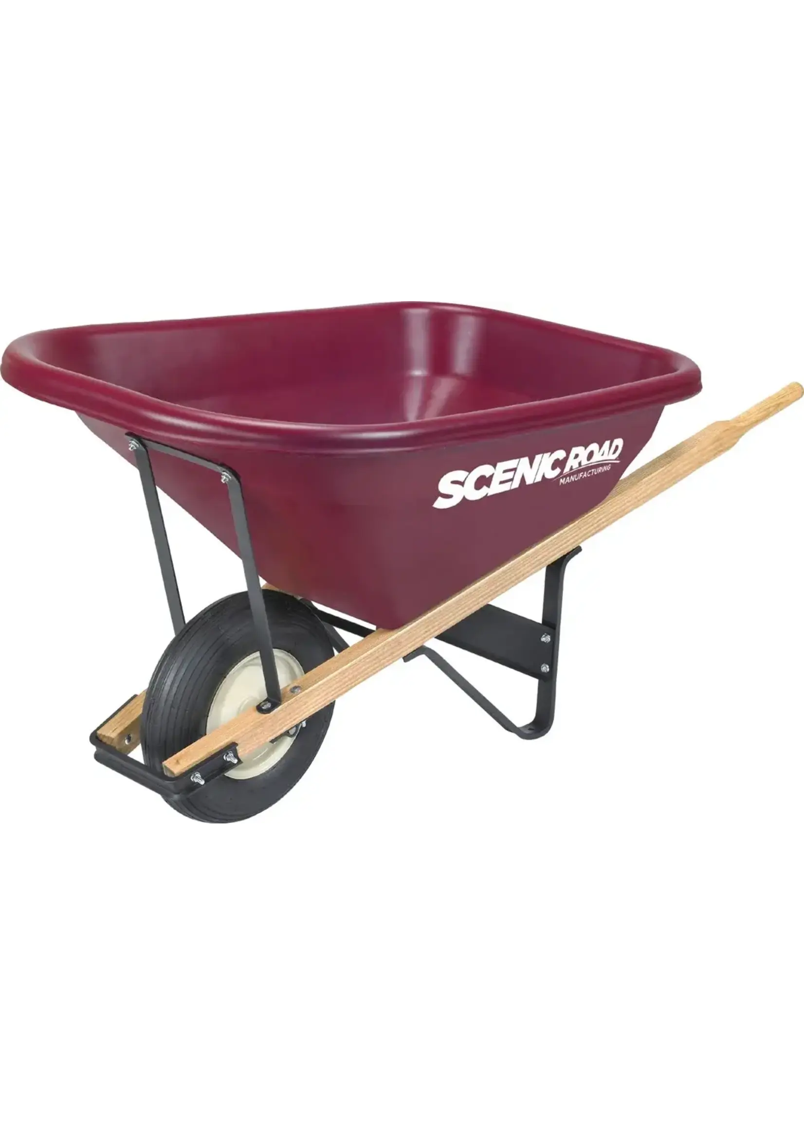 Scenic Road Single Wheel Wheelbarrow Ribbed Tire - 8 cu ft, Maroon