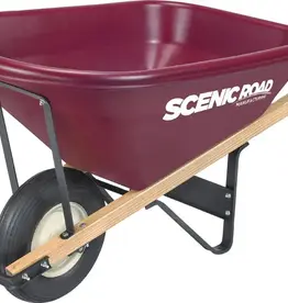 Scenic Road Single Wheel Wheelbarrow Ribbed Tire - 8 cu ft, Maroon