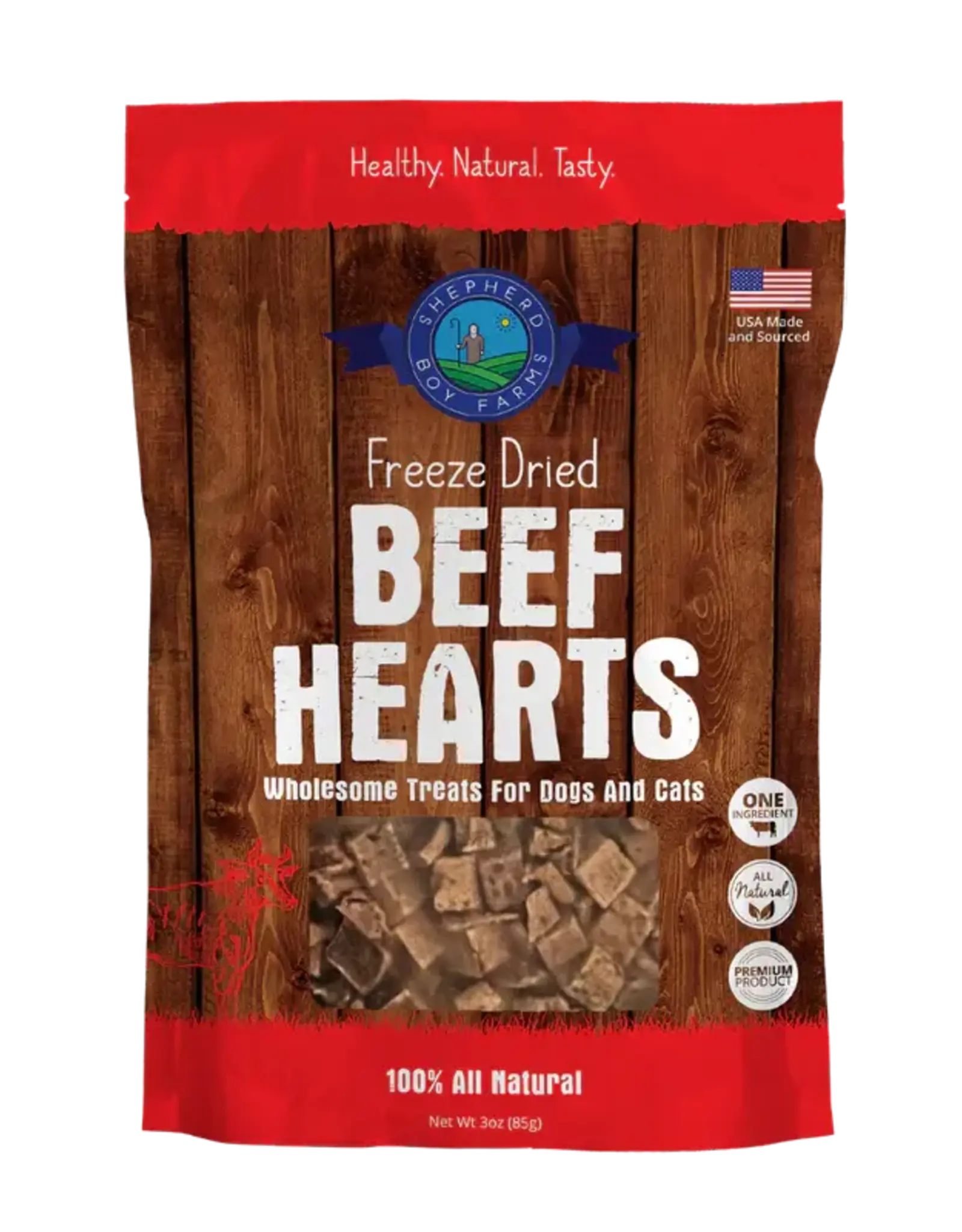 Shepherd Boy Farms Freeze Dried Beef Hearts Dog & Cat Treats - 3 oz