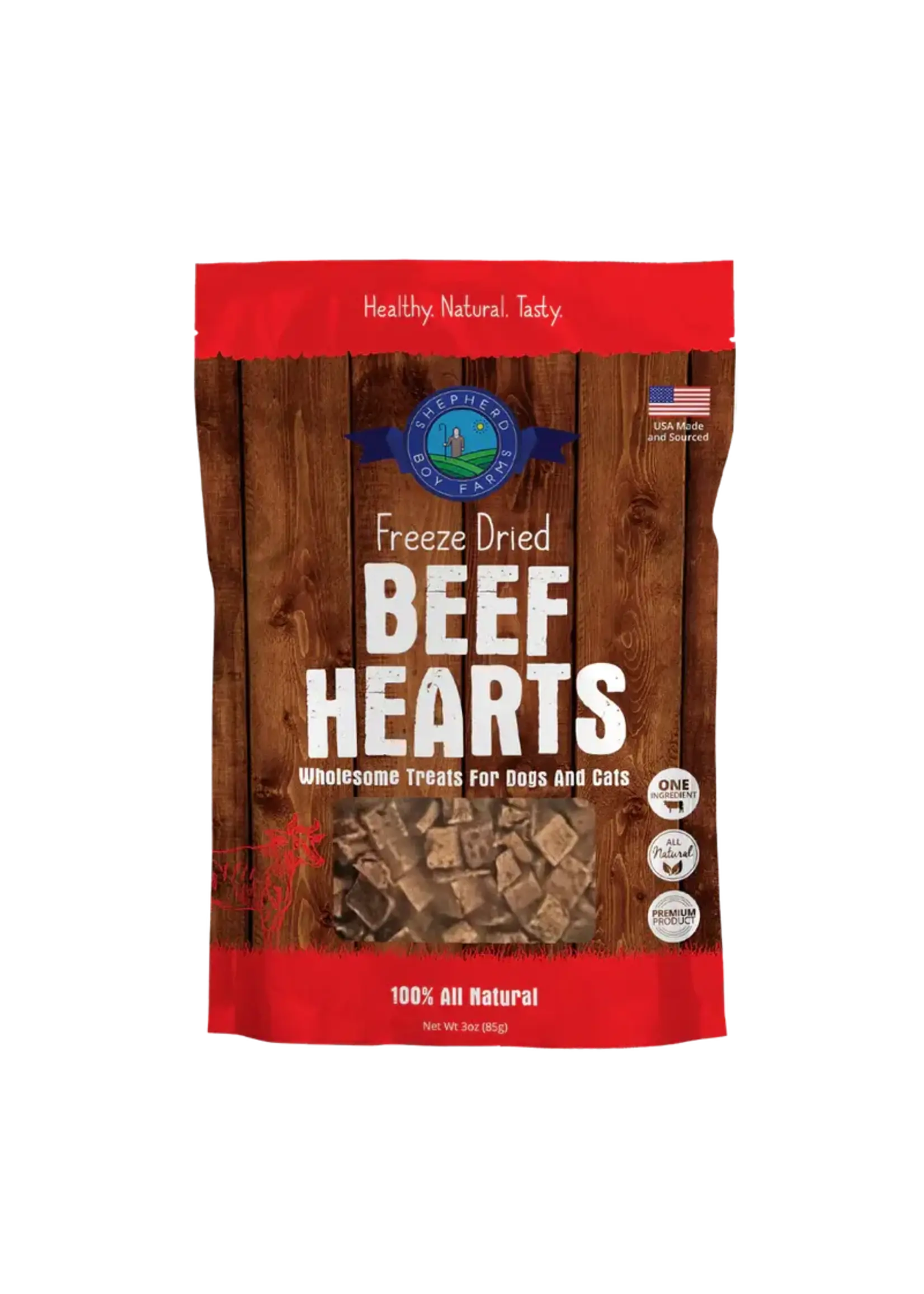 Shepherd Boy Farms Freeze Dried Beef Hearts Dog & Cat Treats - 3 oz