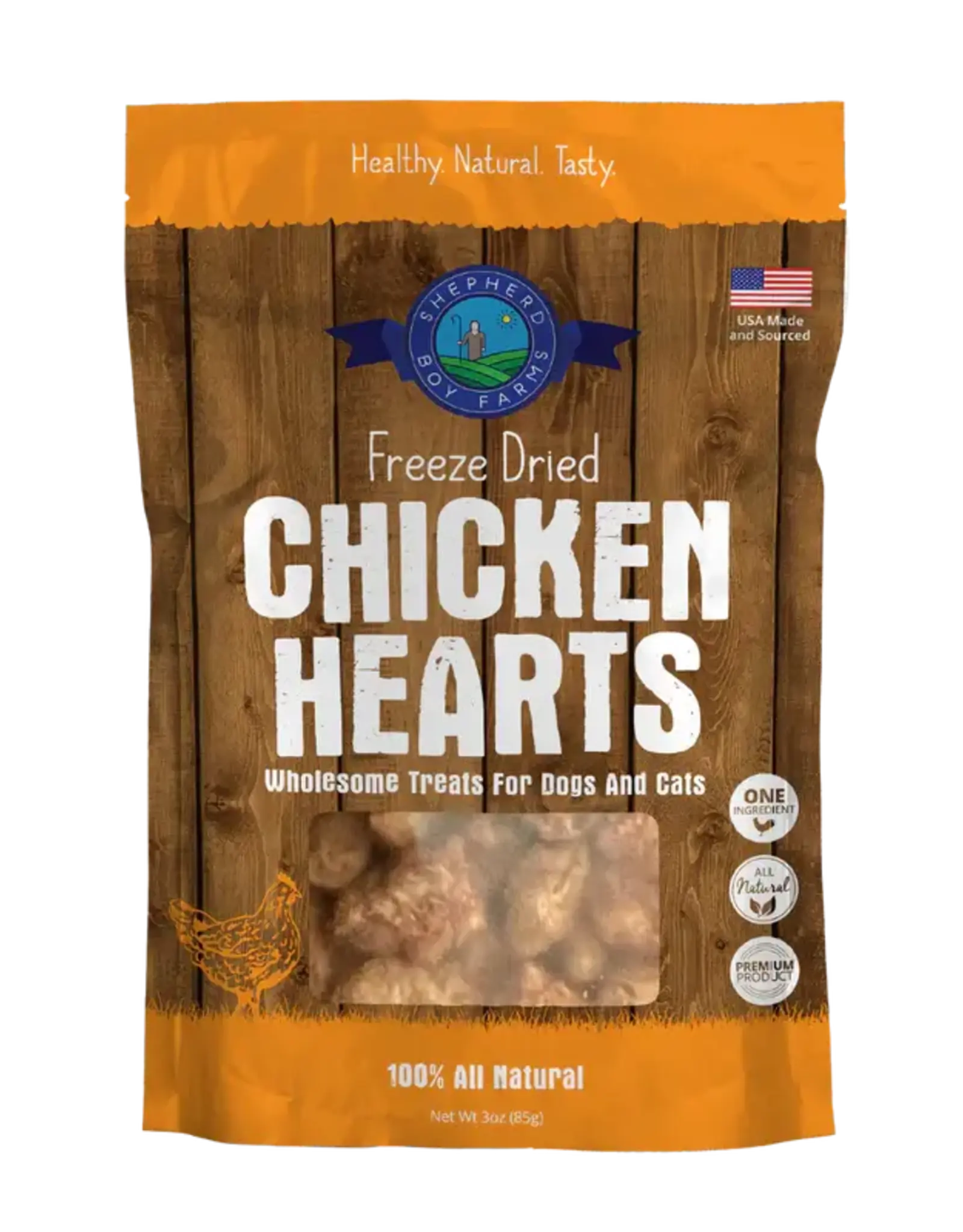 Shepherd Boy Farms Freeze Dried Chicken Hearts Dog & Cat Treats - 3 oz
