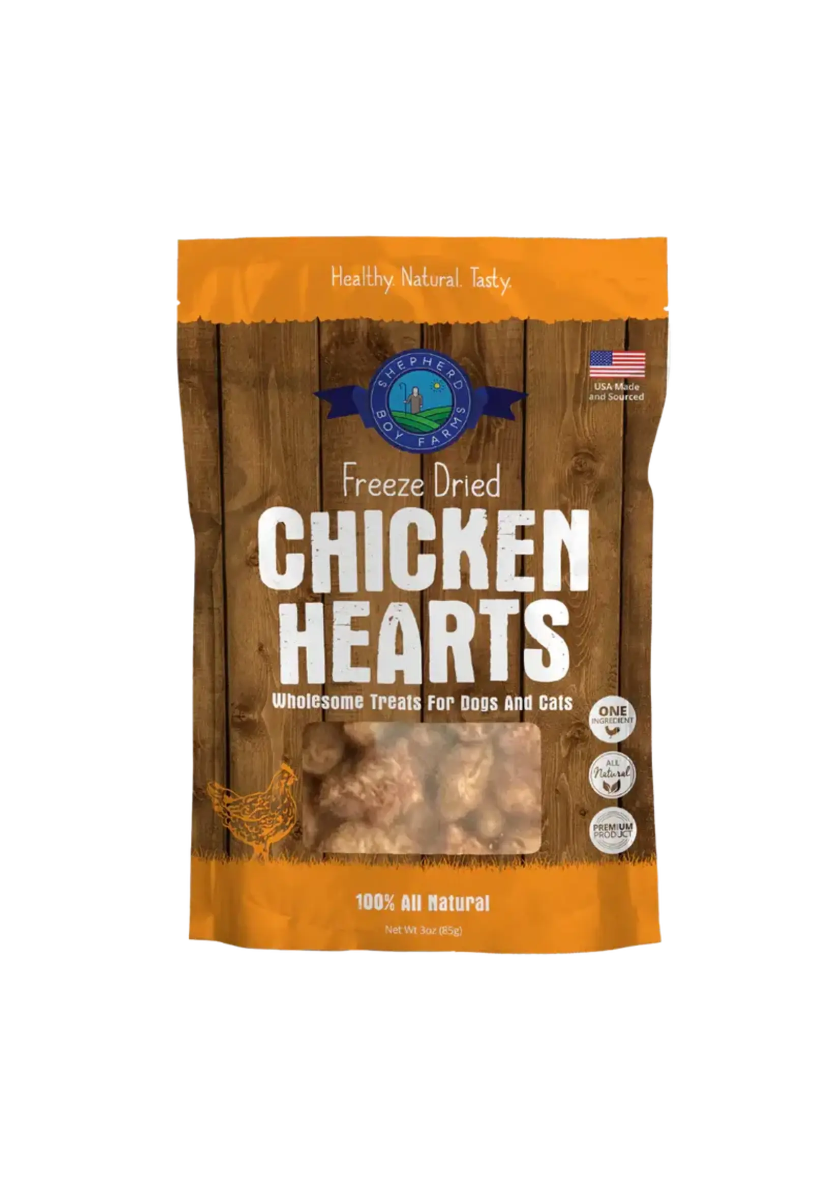 Shepherd Boy Farms Freeze Dried Chicken Hearts Dog & Cat Treats - 3 oz