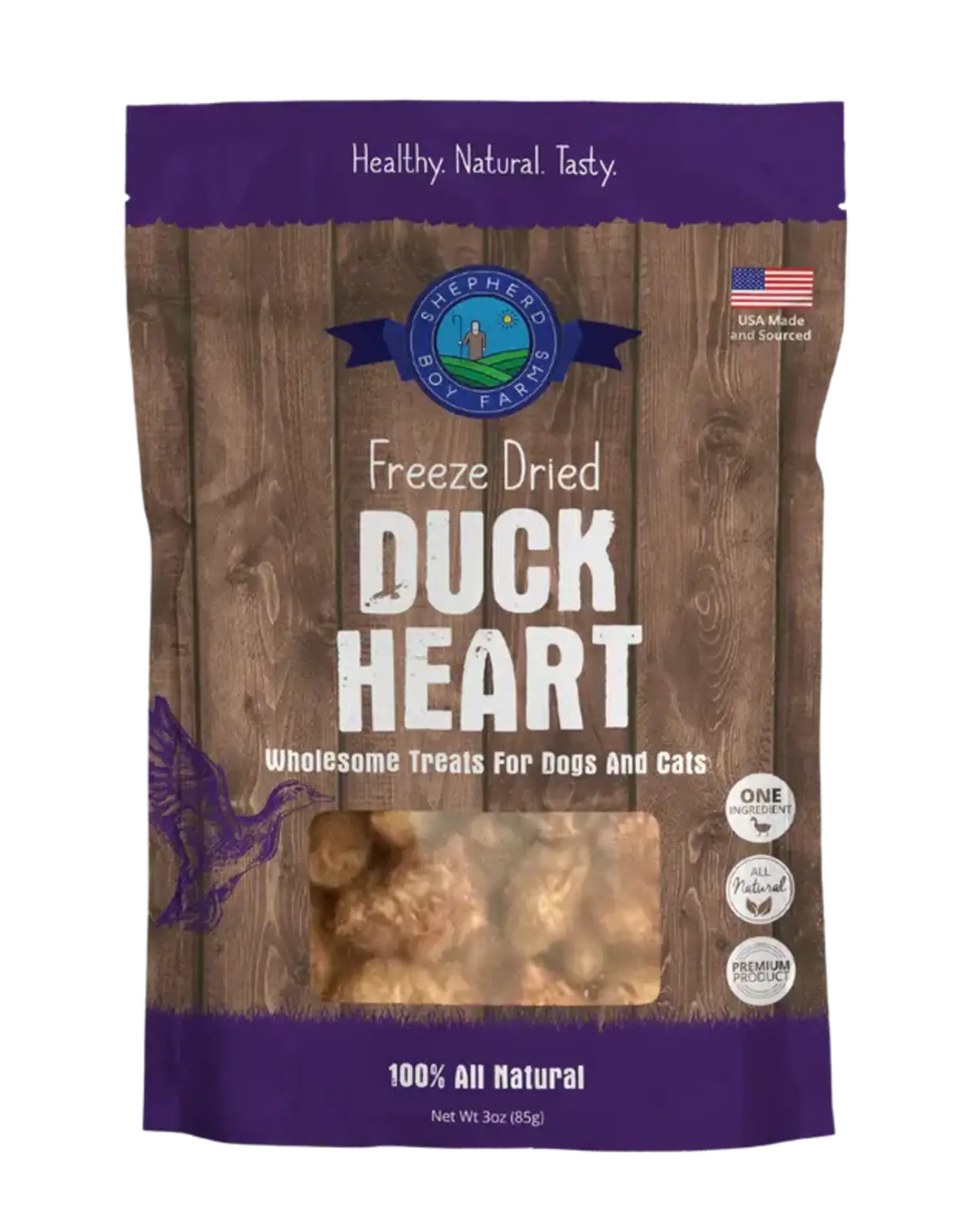 Shepherd Boy Farms Freeze Dried Duck Heart Dog & Cat Treats - 3 oz