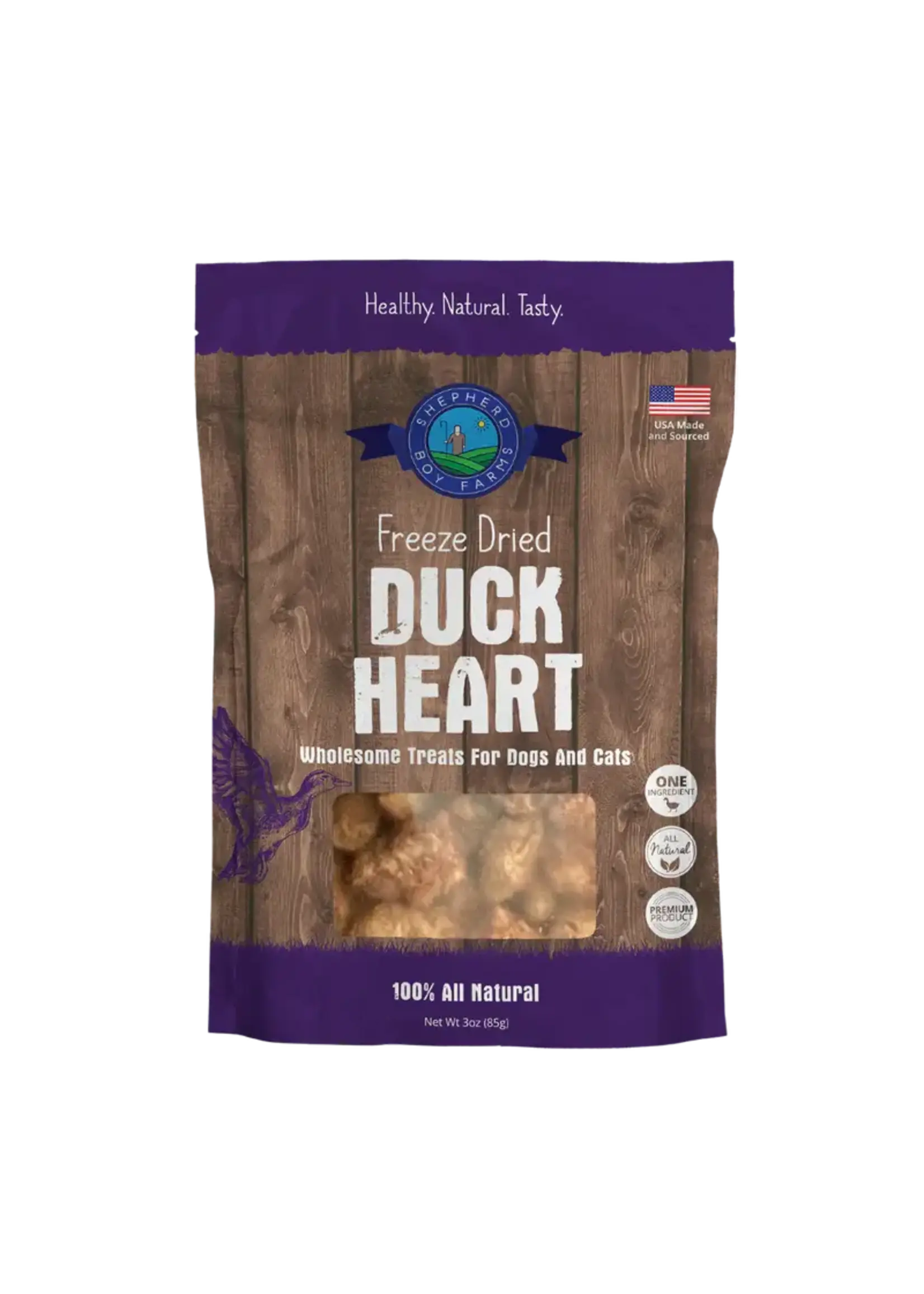 Shepherd Boy Farms Freeze Dried Duck Heart Dog & Cat Treats - 3 oz