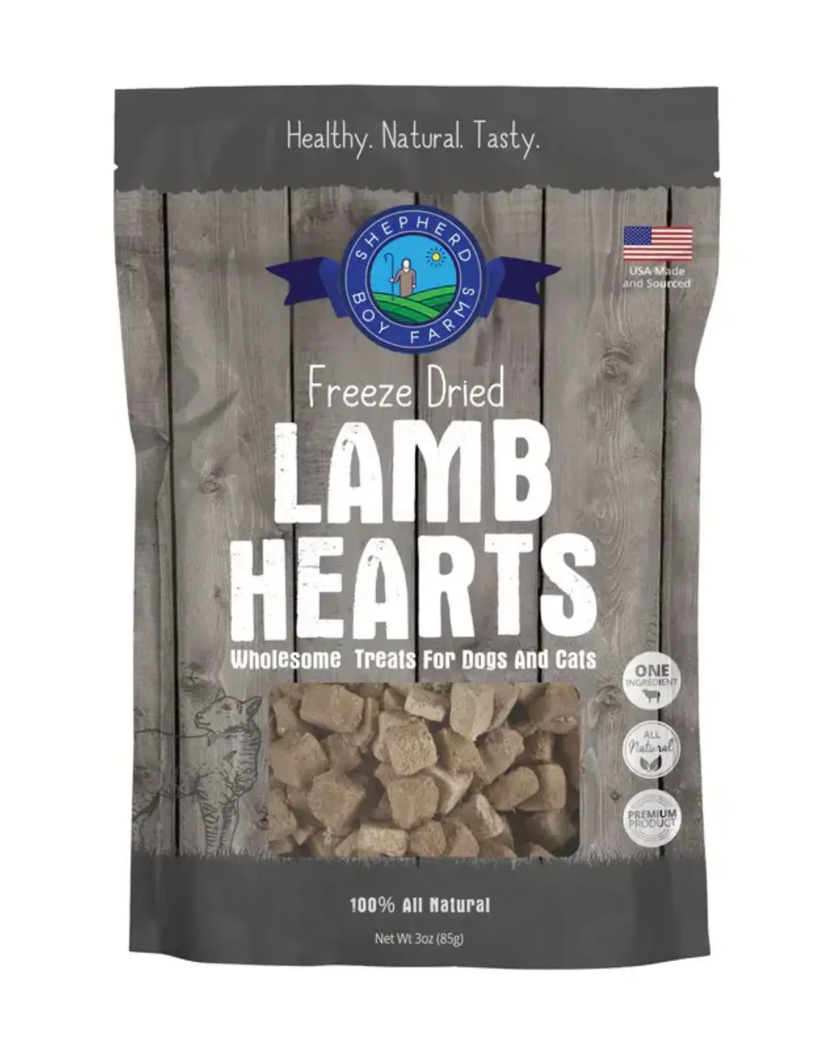 Shepherd Boy Farms Freeze Dried Lamb Hearts Dog & Cat Treats - 3 oz