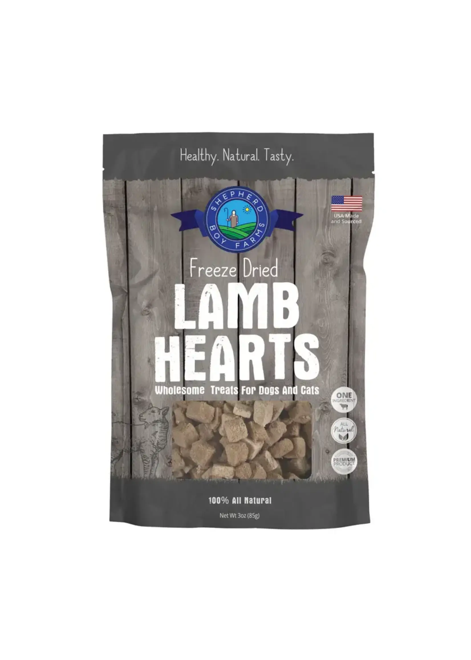 Shepherd Boy Farms Freeze Dried Lamb Hearts Dog & Cat Treats - 3 oz