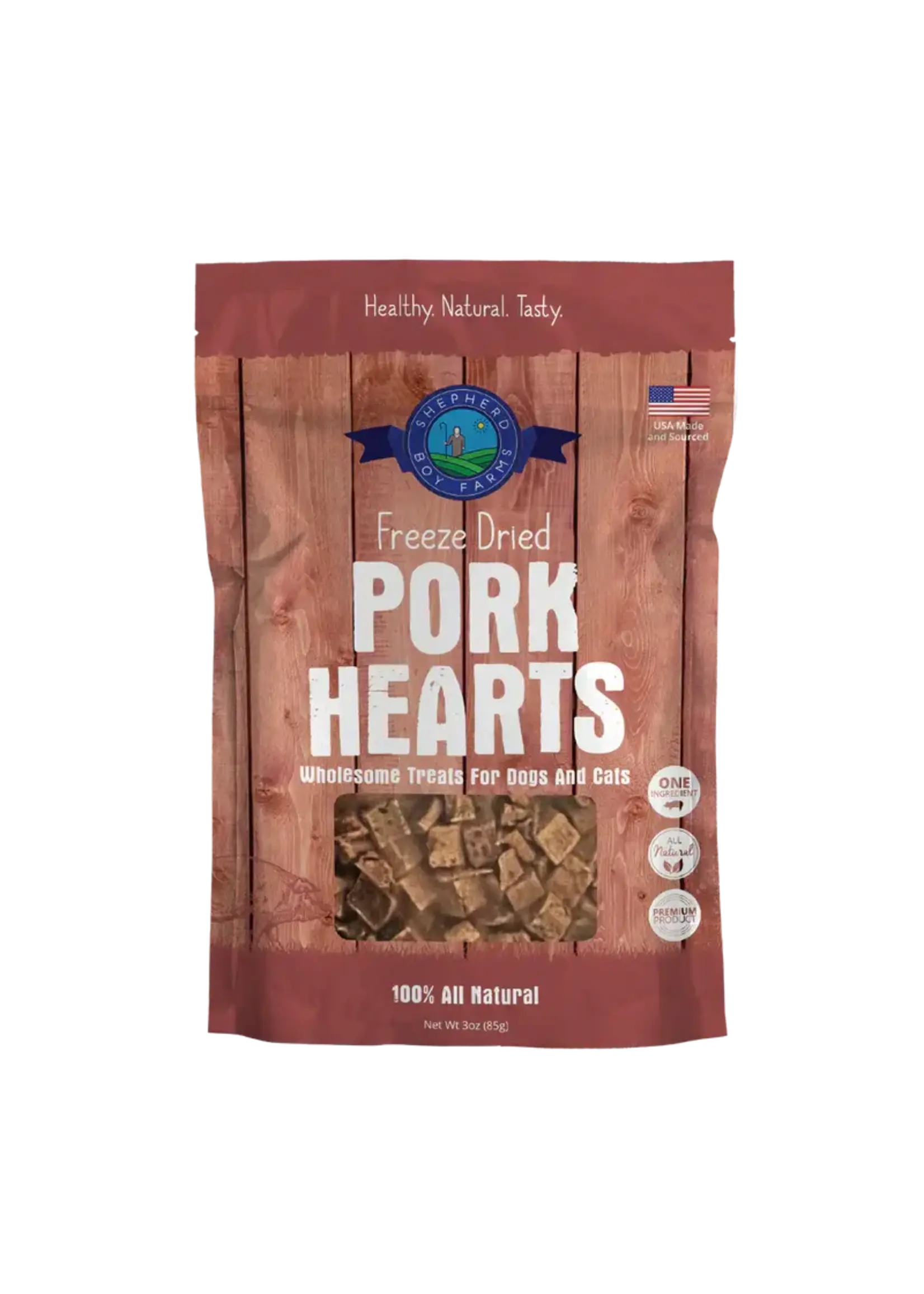 Shepherd Boy Farms Freeze Dried Pork Hearts Dog & Cat Treats - 3 oz