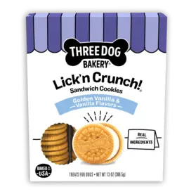 Three Dog Bakery Three Dog Bakery Lick'n Crunch Sandwich Cookies Golden Vanilla Dog Treats - 13 oz