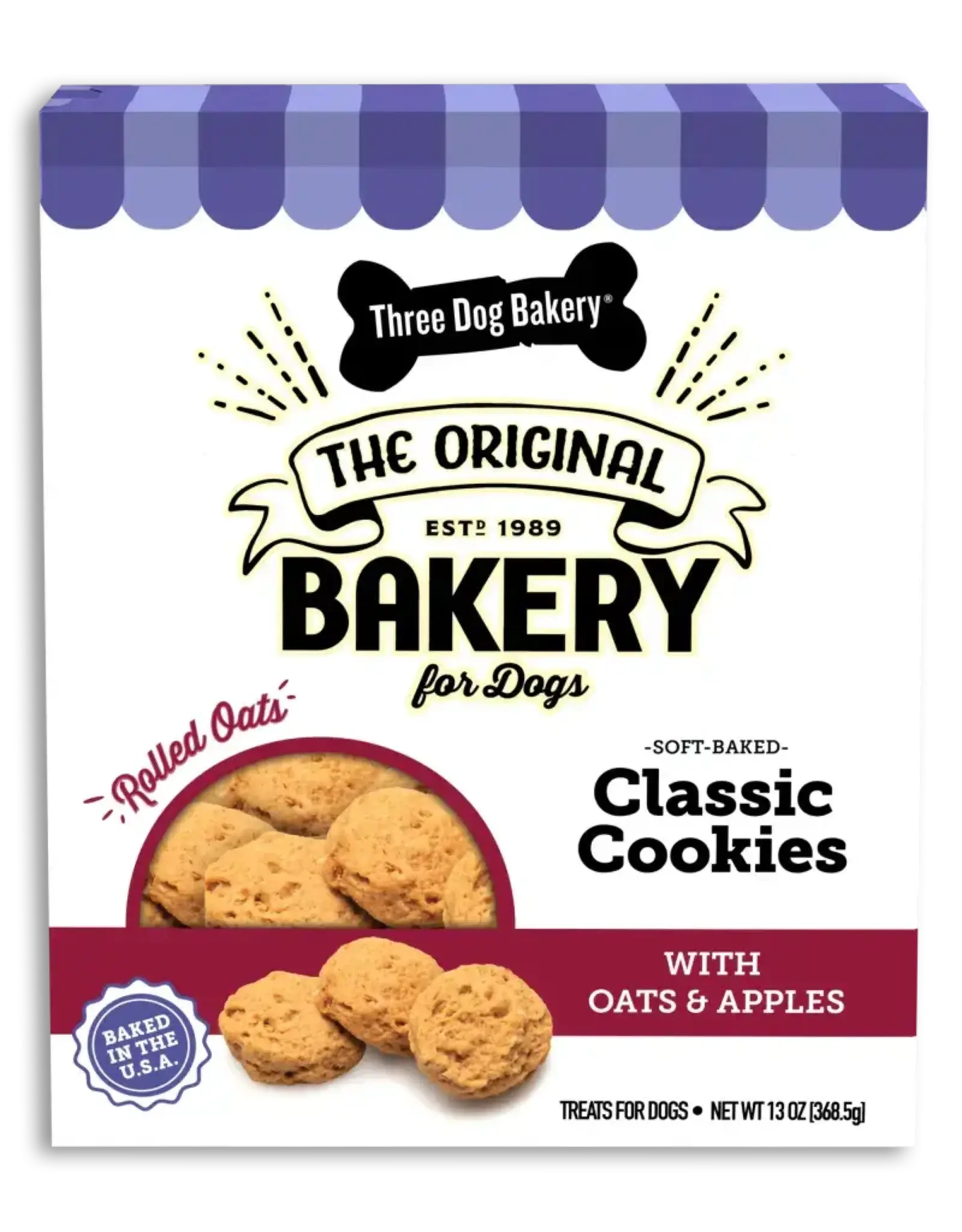 Three Dog Bakery Three Dog Bakery Soft Baked Classic Cookies Oats & Apples Dog Treats - 13 oz