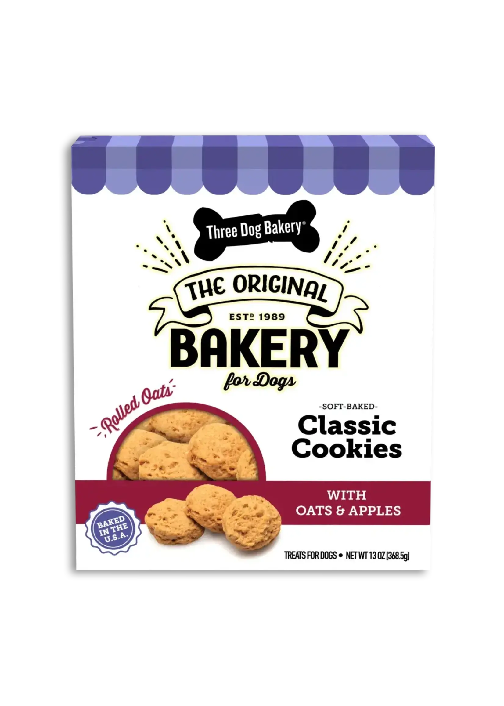 Three Dog Bakery Three Dog Bakery Soft Baked Classic Cookies Oats & Apples Dog Treats - 13 oz