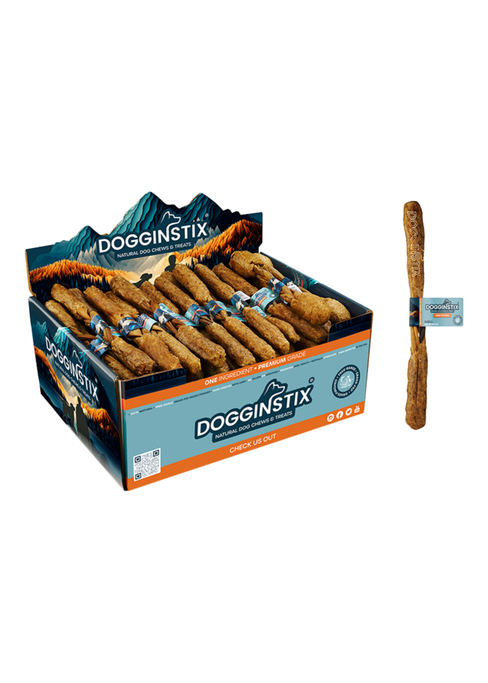 Dogginstix Braided Lamb Collagen Barbell