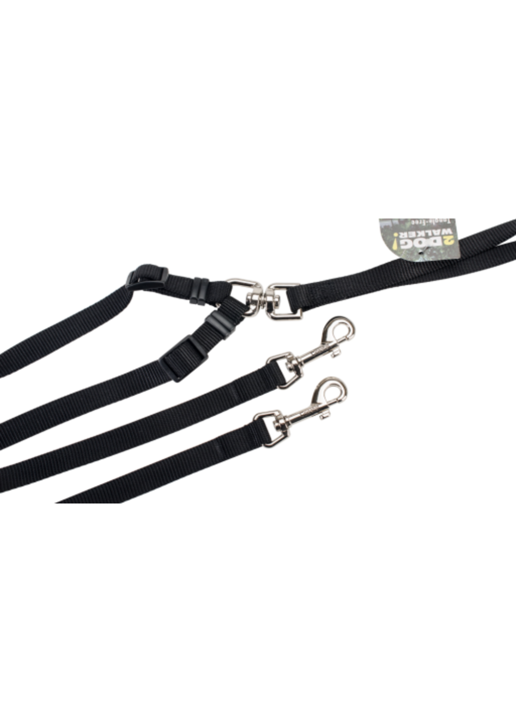 Coastal Pet Products Coastal Two Dog Walker Adjustable Nylon Leash - 5/8"x 4', Black