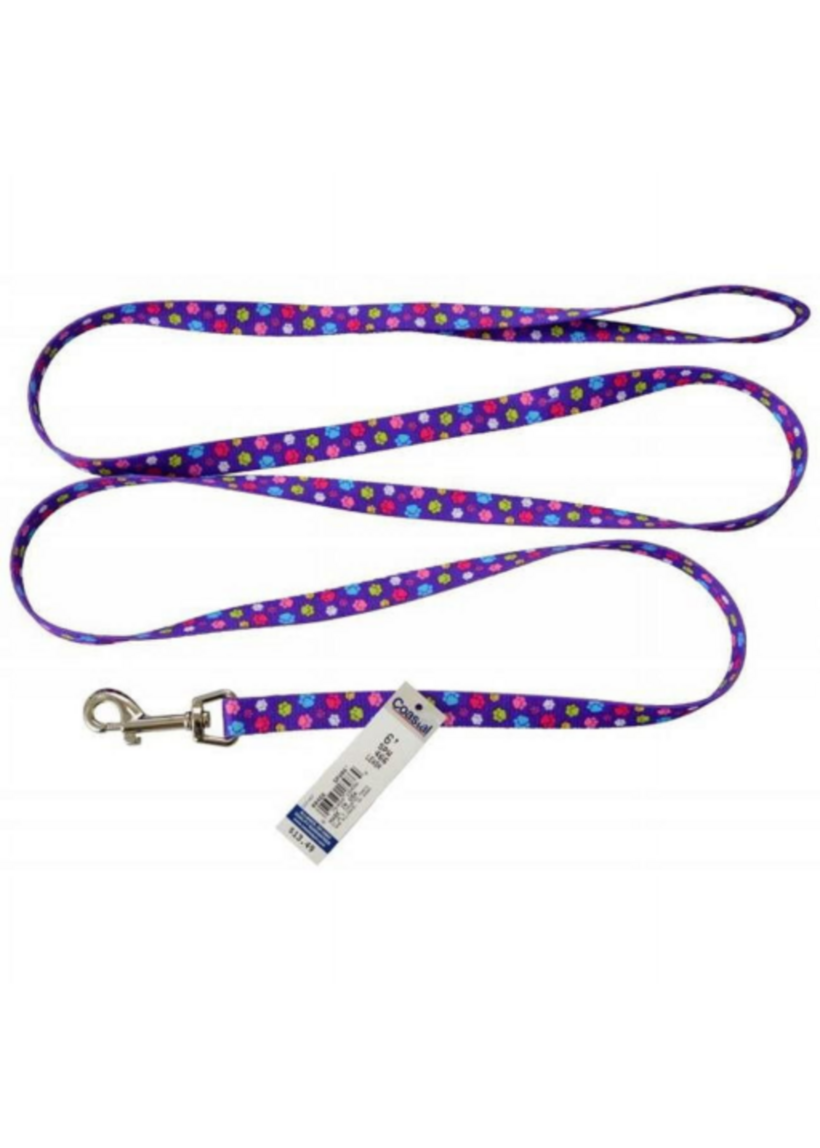 Coastal Pet Products Coastal Pet Attire Styles Nylon Dog Leash Special Paw - 466SPW, 6' x 5/8"