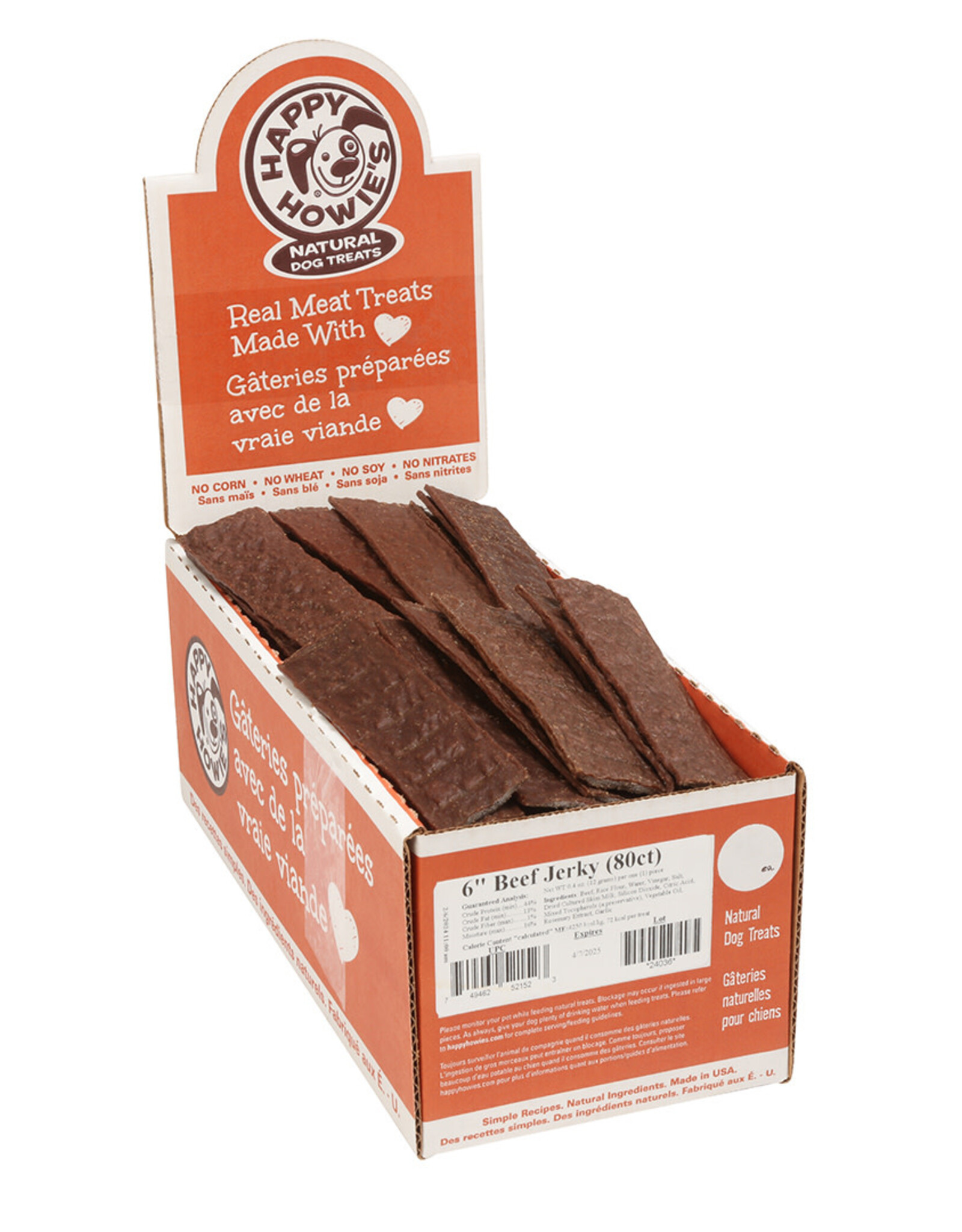 Happy Howie's Beef Jerky Dog Treat - 6" | Bulk (80)
