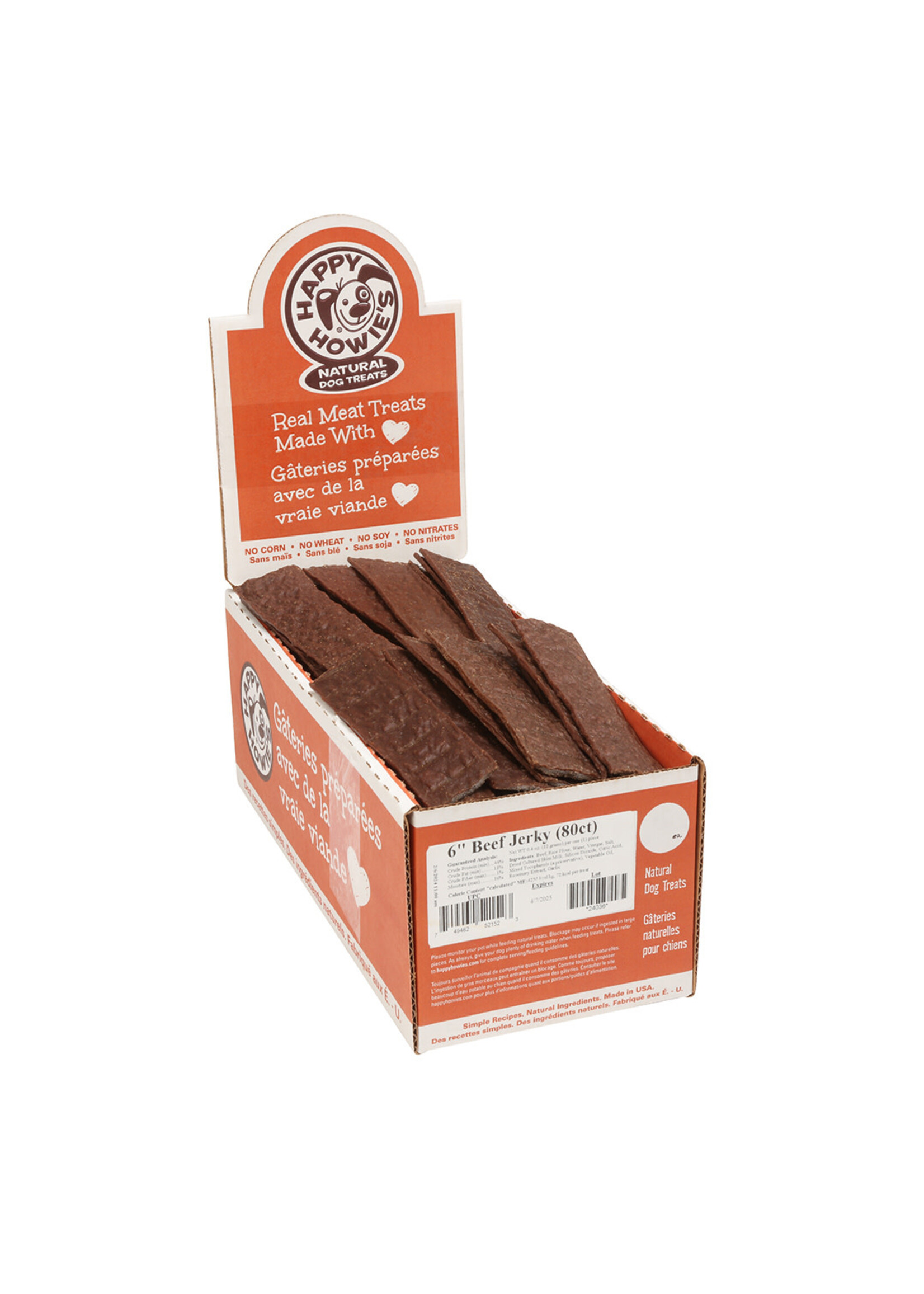 Happy Howie's Beef Jerky Dog Treat - 6" | Bulk (80)