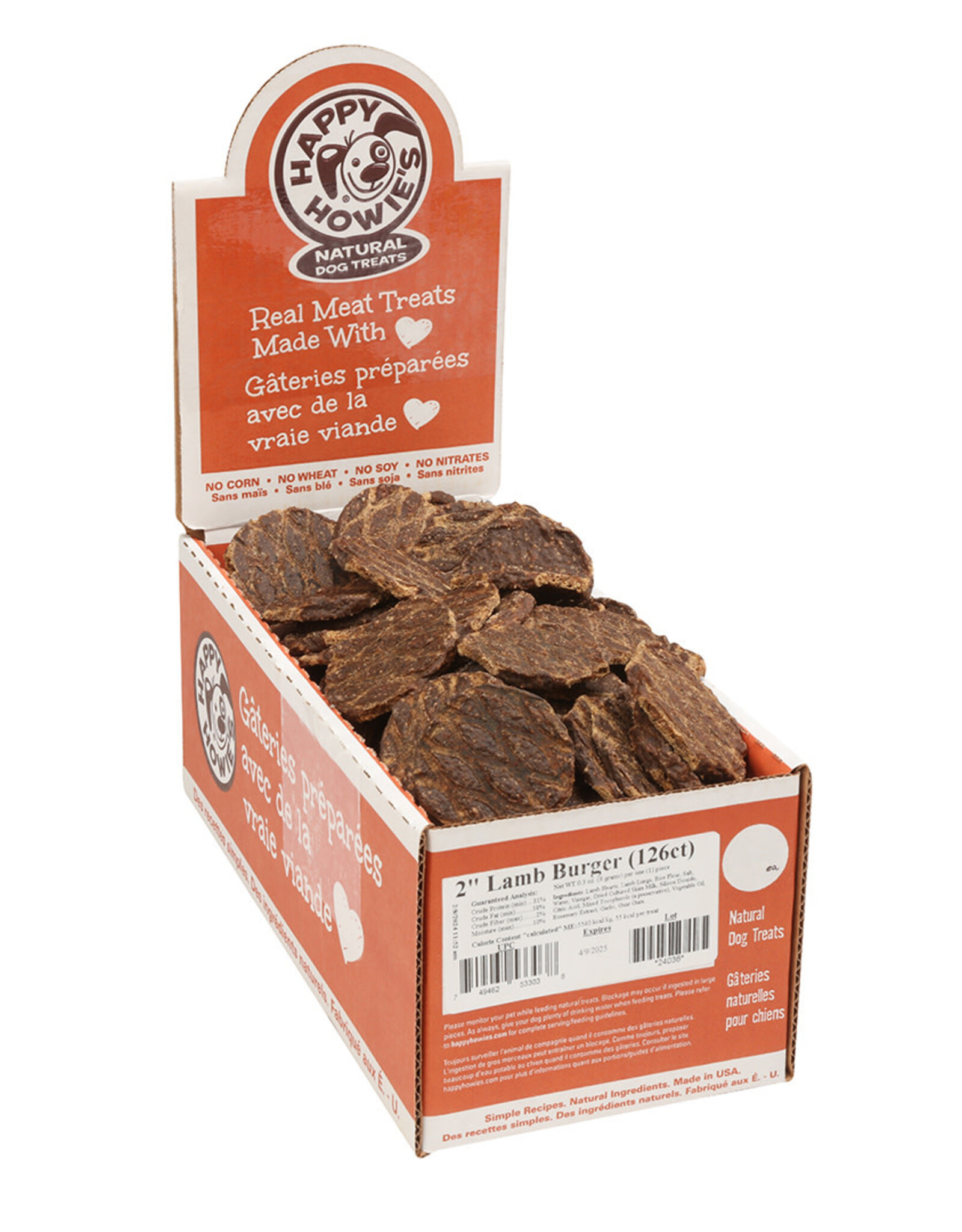 Happy Howie's Mini Lamb Burger Dog Treat - 2" | Bulk (126)