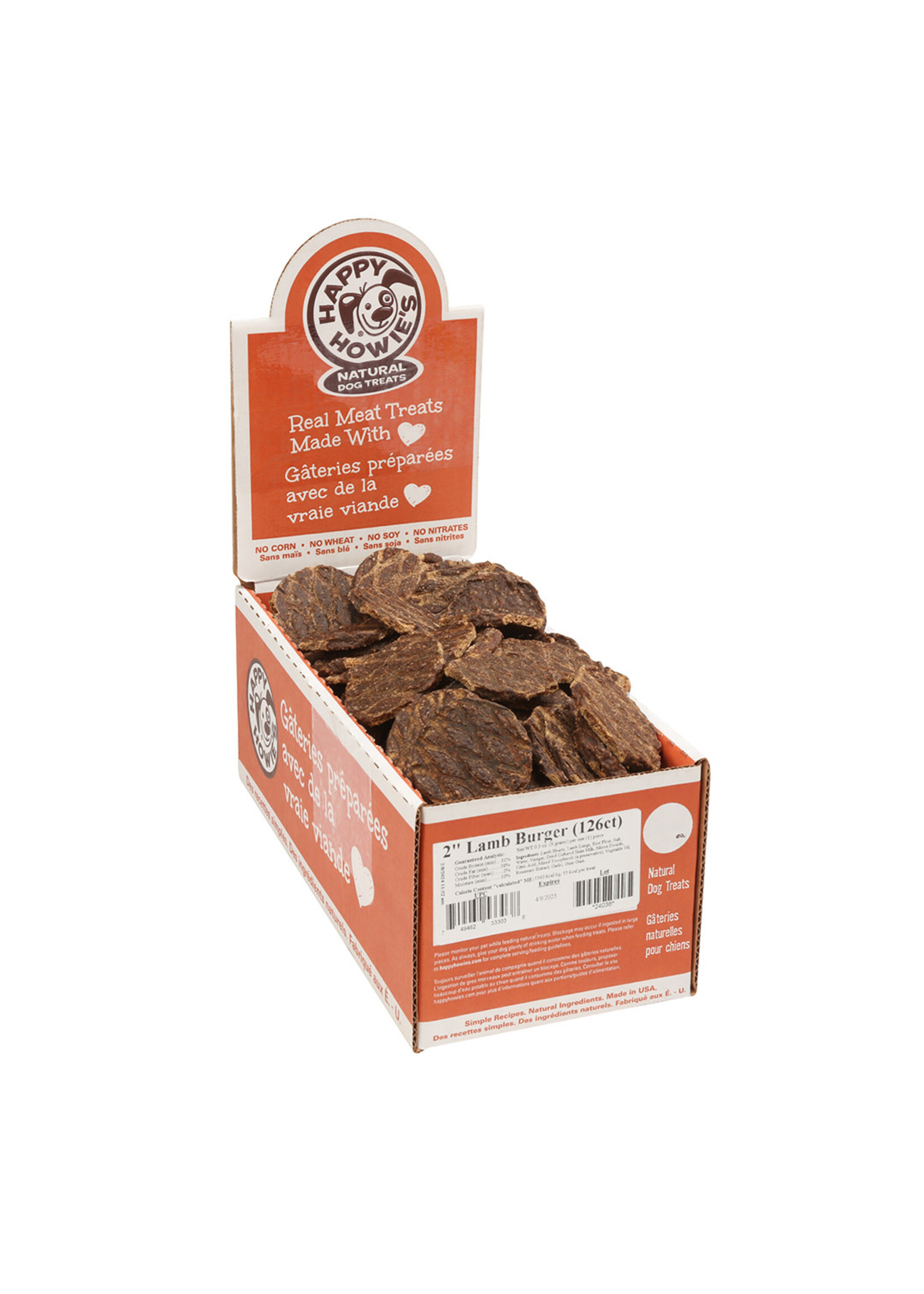 Happy Howie's Mini Lamb Burger Dog Treat - 2" | Bulk (126)