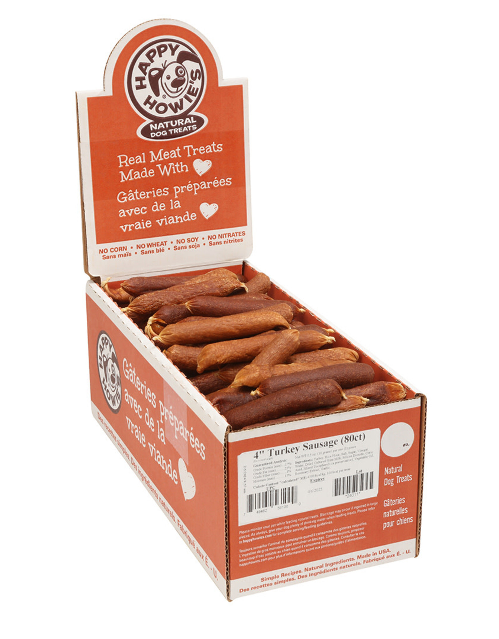 Happy Howie's Turkey Sausage Dog Treat - 4" | Bulk (80)