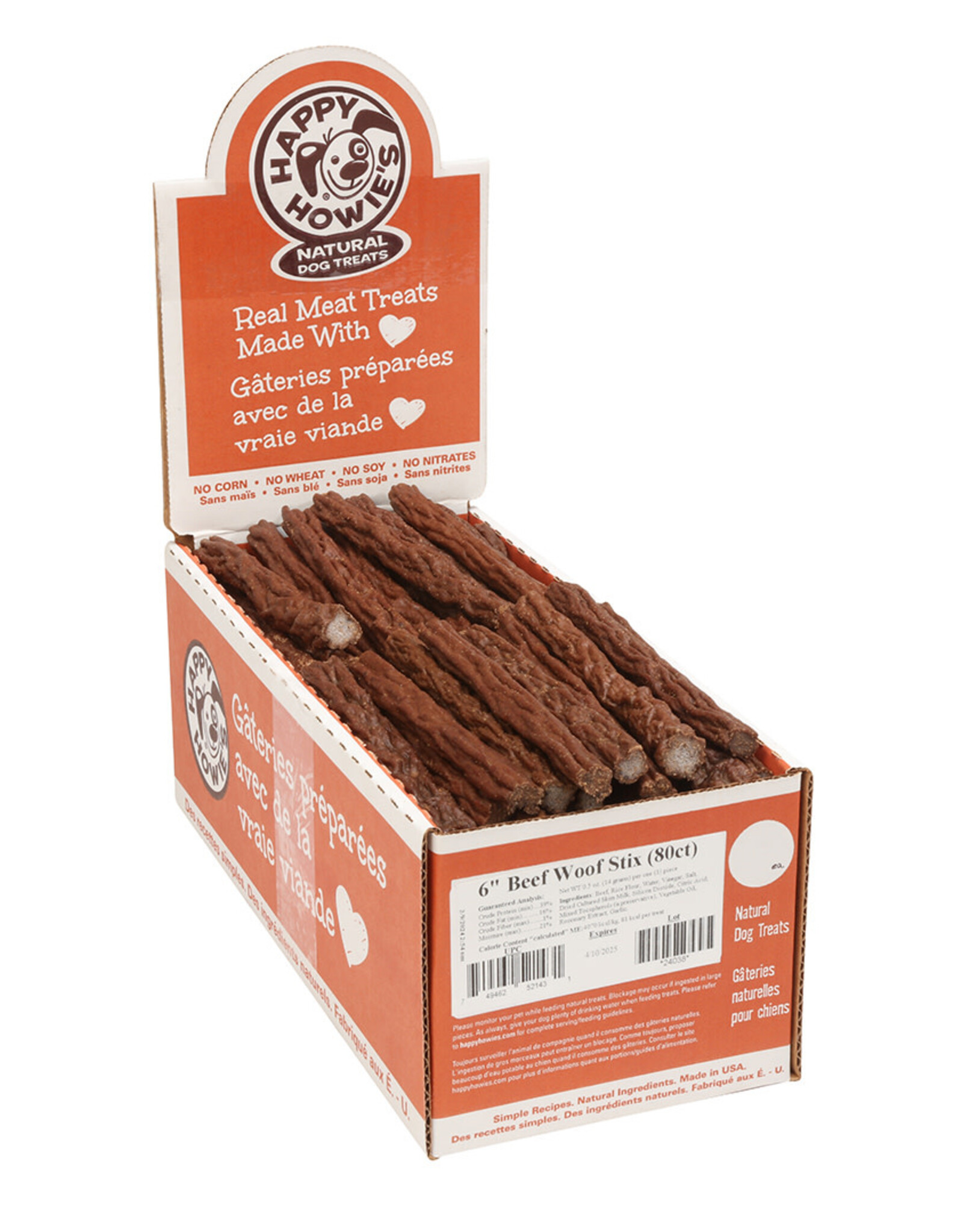 Happy Howie's Woof Stix Dog Treat - 6" | Bulk (80)